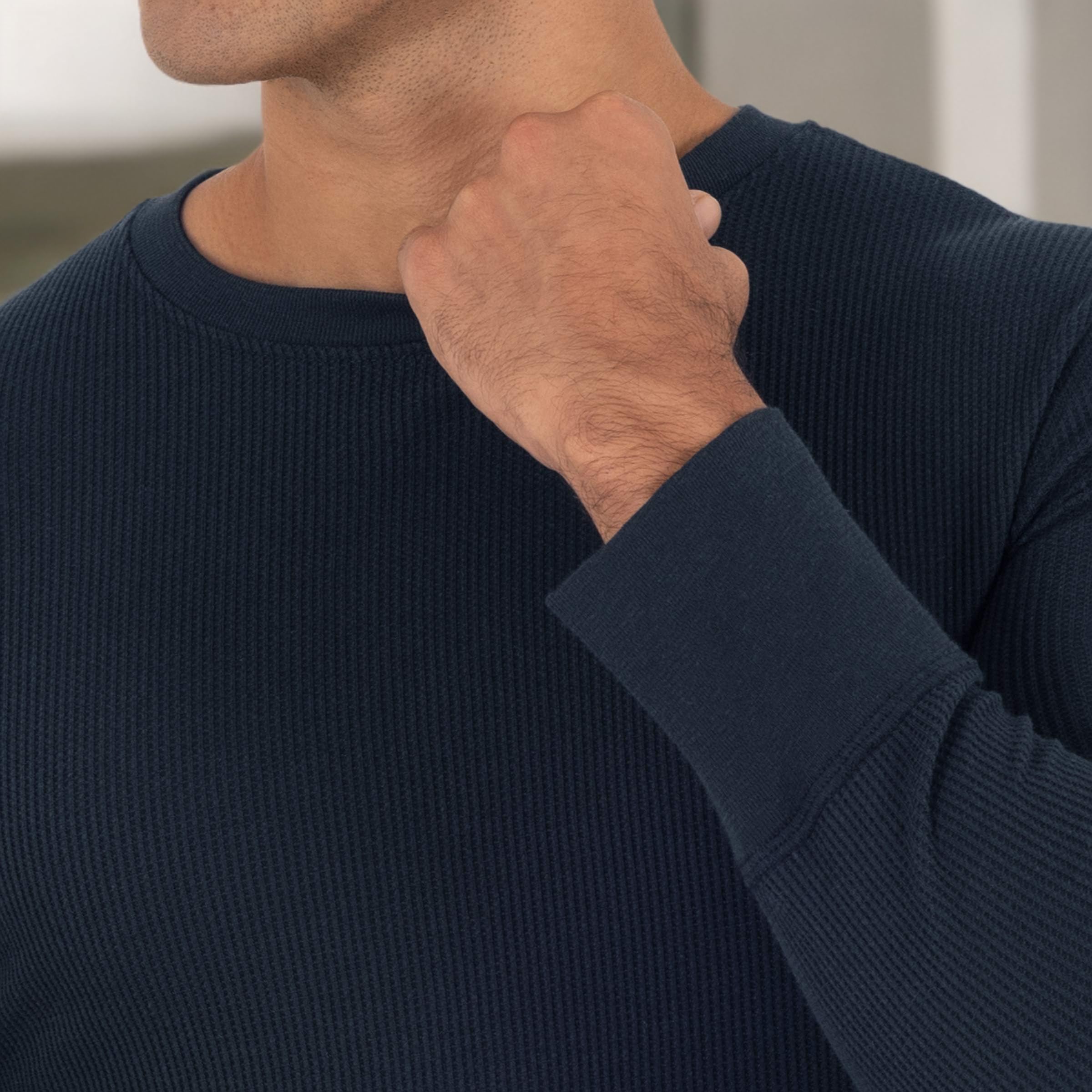 Fruit of the Loom Men's Eco-Friendly Recycled Waffle Thermal Underwear Crew Neck Top - 1 Pack & 2 Pack Options - Warm Base Layer for Winter, Outdoor Activities & Cold Weather Work