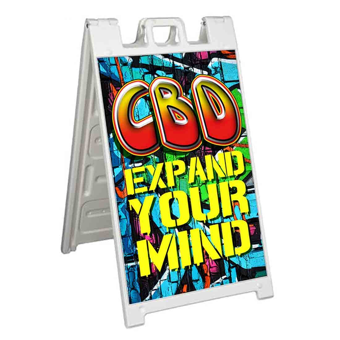CBD Expand Your Mind 24x36 Inch A-Frame Signicade with Applied Decal - Perfect for Retail Stores, Dispensaries & CBD Shops
