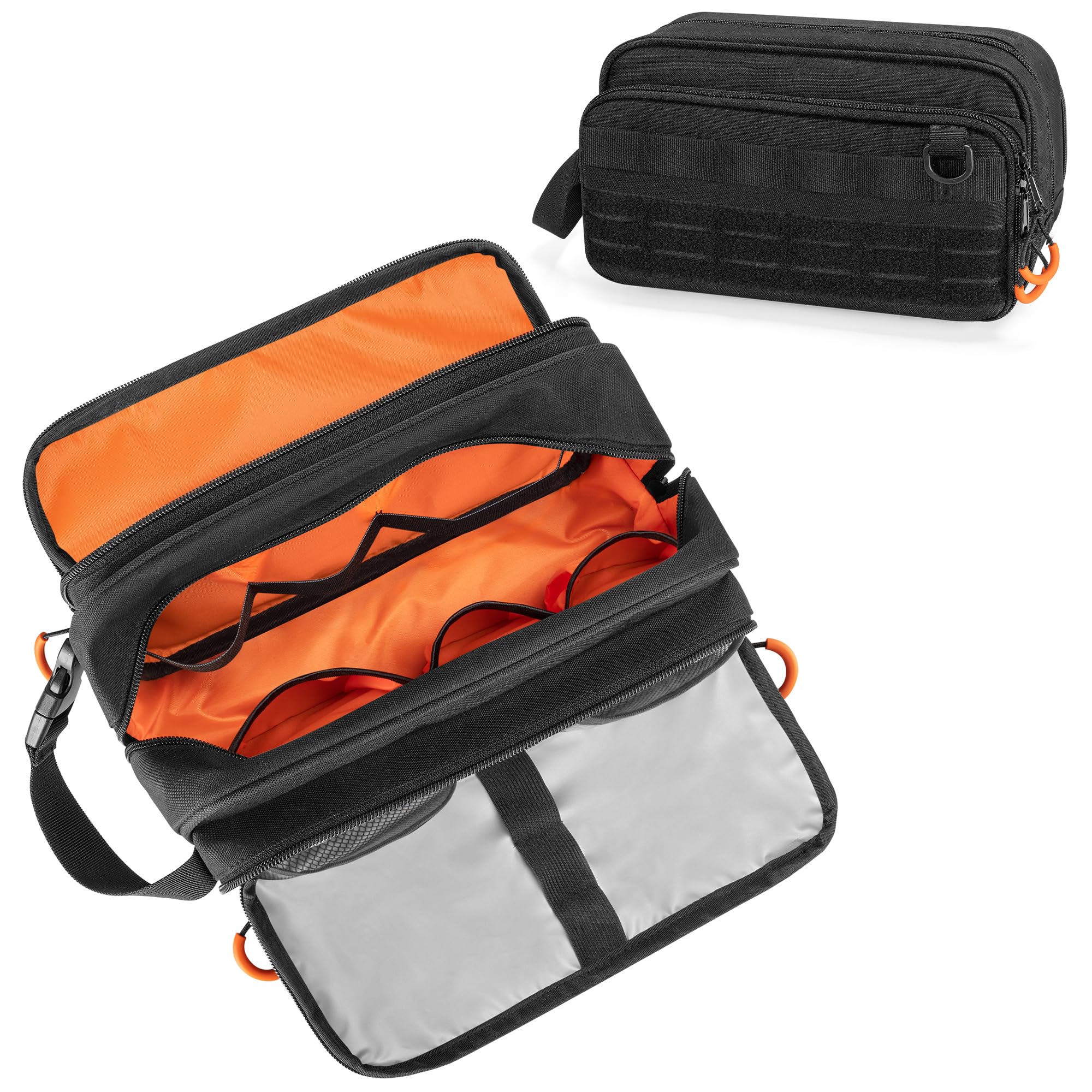 Tactical Toiletry Travel Bag for Men - Waterproof Dopp Kit & Shaving Organizer Case | Compact Grooming & Shower Essentials Pouch | Durable Black Toiletries Bag (Empty) - Perfect for Camping, Gym, Business Trips & Daily Use