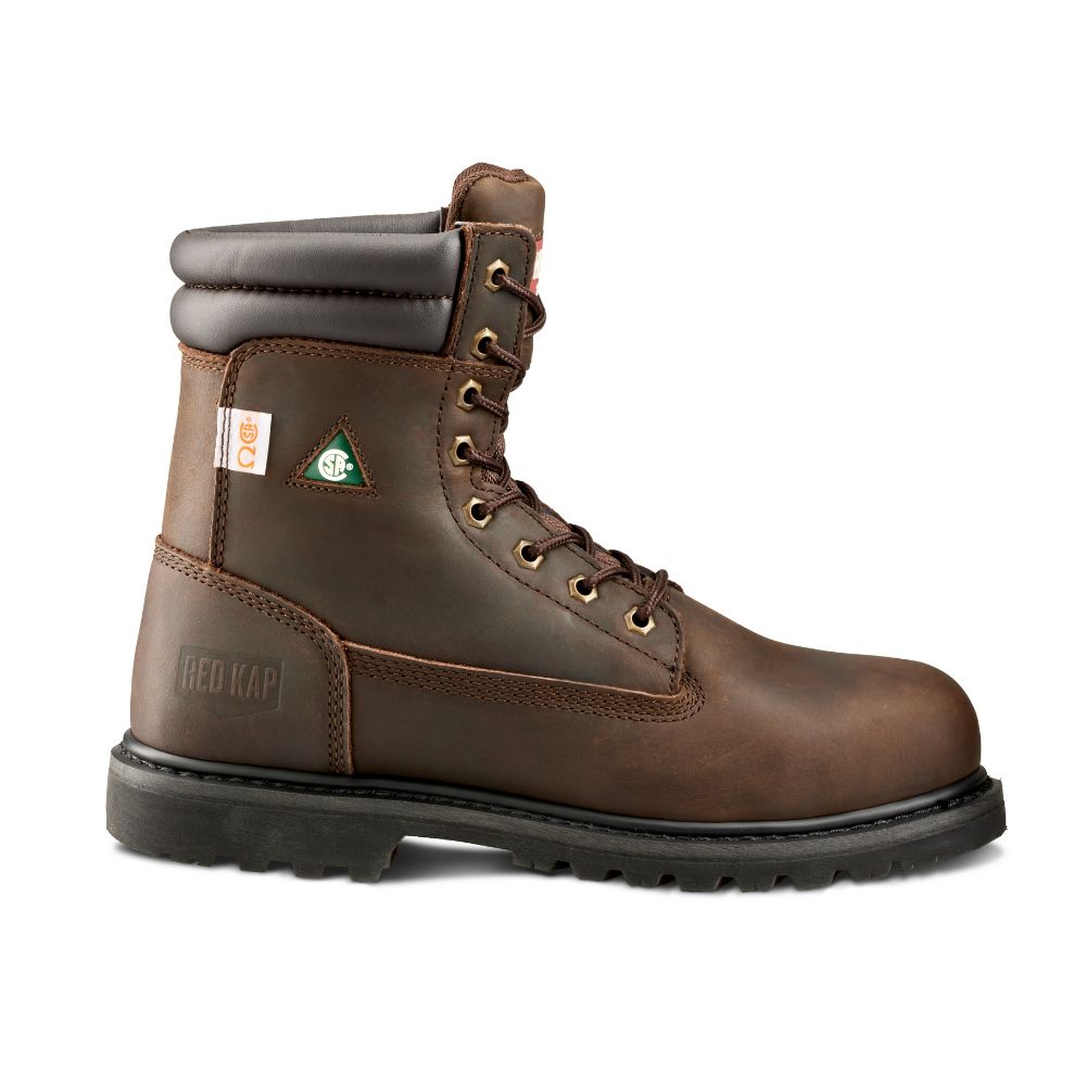Red Kap Unisex 8 Steel Toe Work Safety CSA Boot CF23100ABR - Brown Leather Industrial Boots for Construction, Warehouse & Outdoor Work | OSHA Compliant Safety Footwear