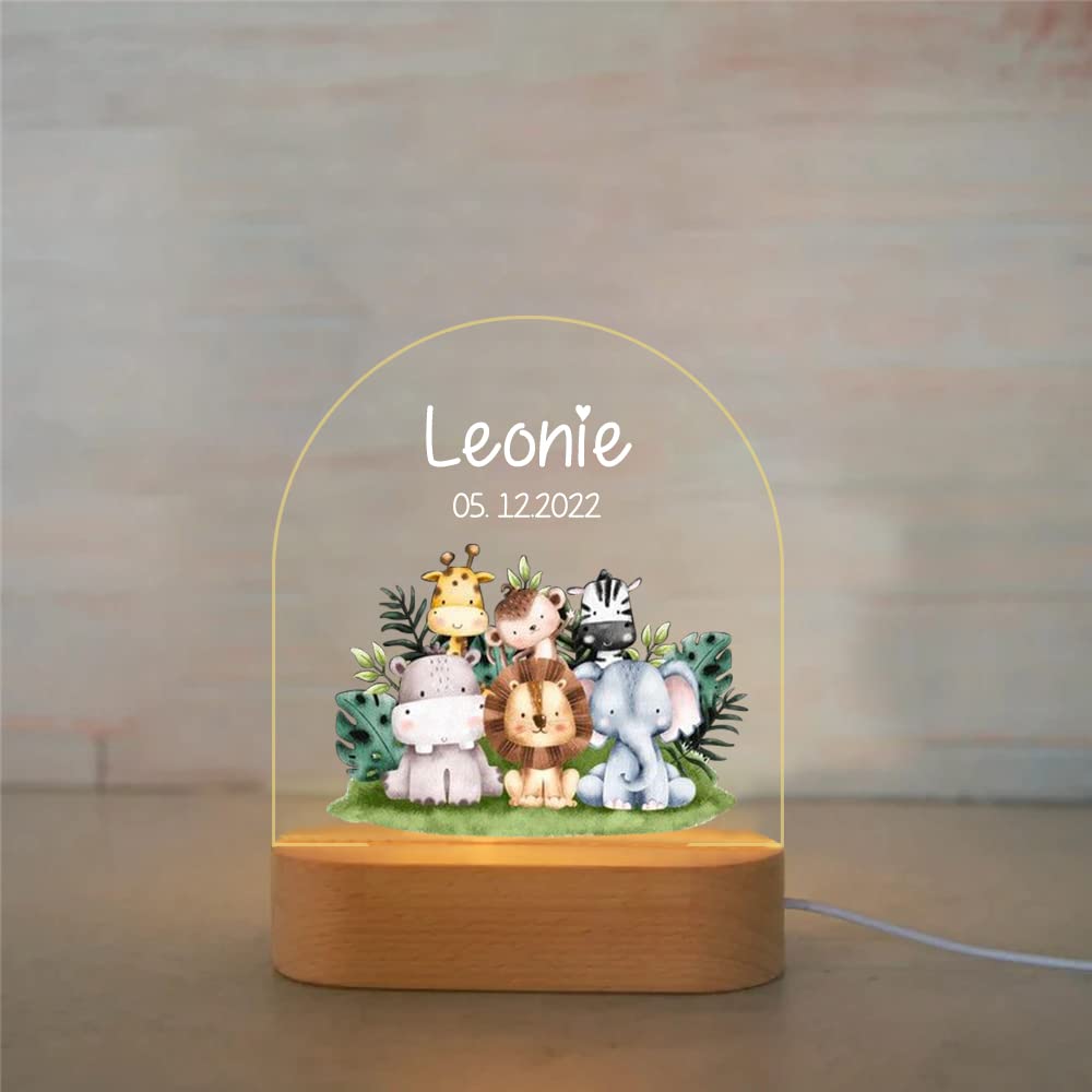 Personalized Animal Night Light for Kids - Custom Baby Boy & Girl Nursery Decor, Newborn Gift, Christmas Present | Bedroom, Playroom & Nursery Lighting