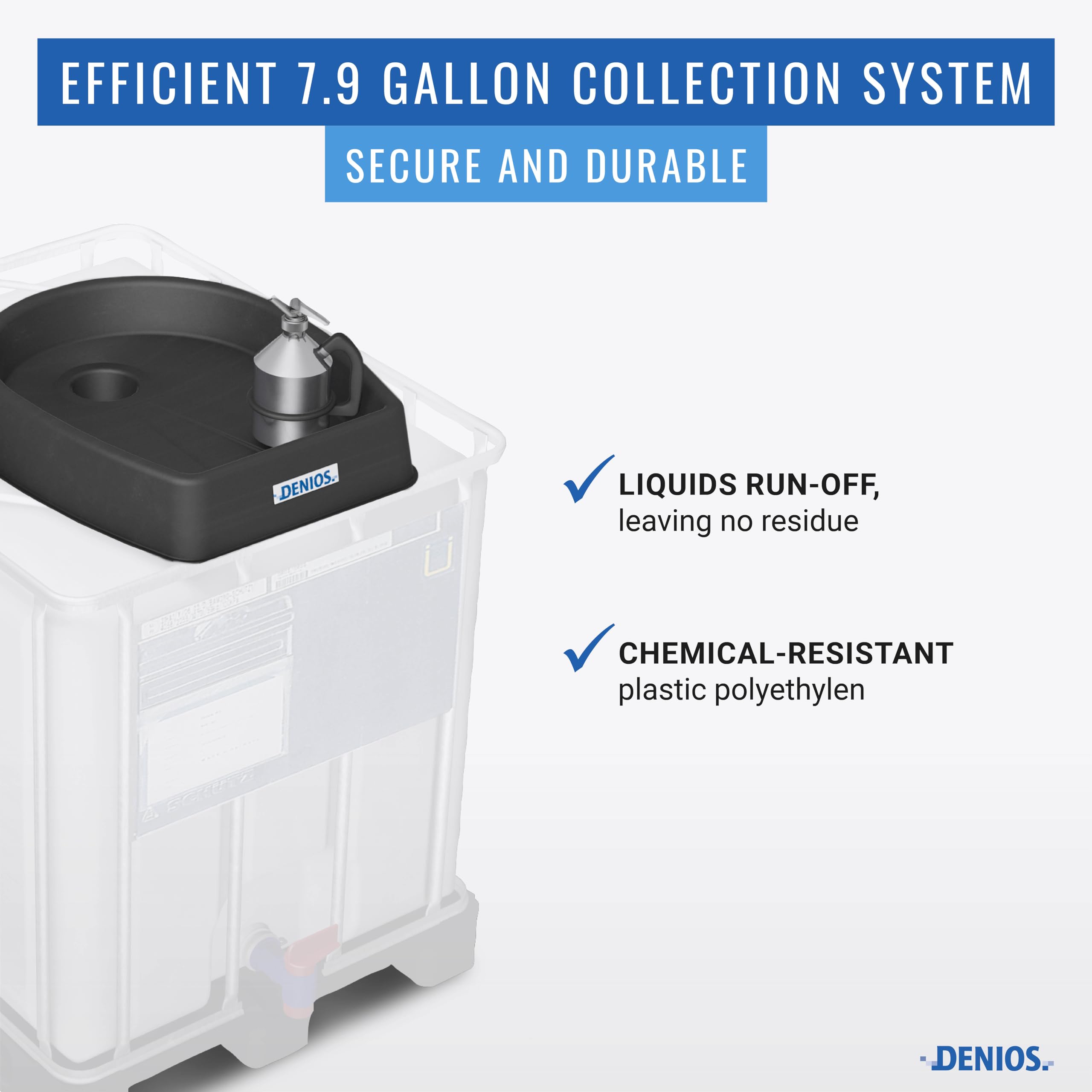 Chemical-Resistant Polyethylene IBC Tote Funnel with Small Drain Opening - Heavy-Duty Large Funnel for Industrial & Agricultural Use - Perfect for Transferring Liquids, Chemicals, and Bulk Materials Safely