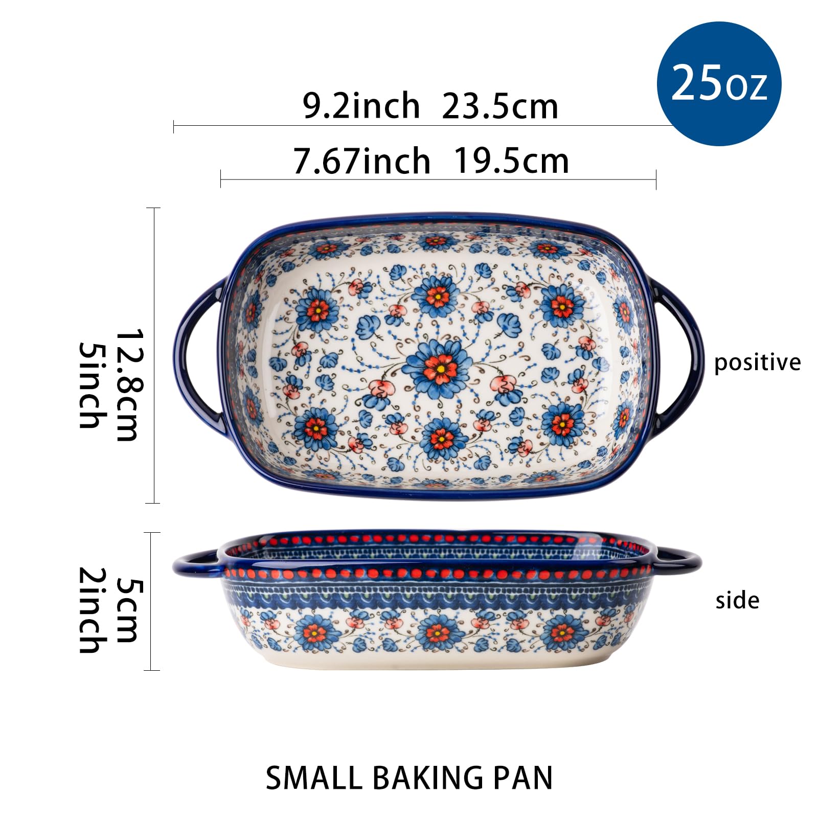 Blue Ceramic Baking Dish Set - 2-Piece Rectangular Casserole Pan for Lasagna, Oven Bakeware | Perfect for Family Dinners, Holiday Meals & Meal Prep