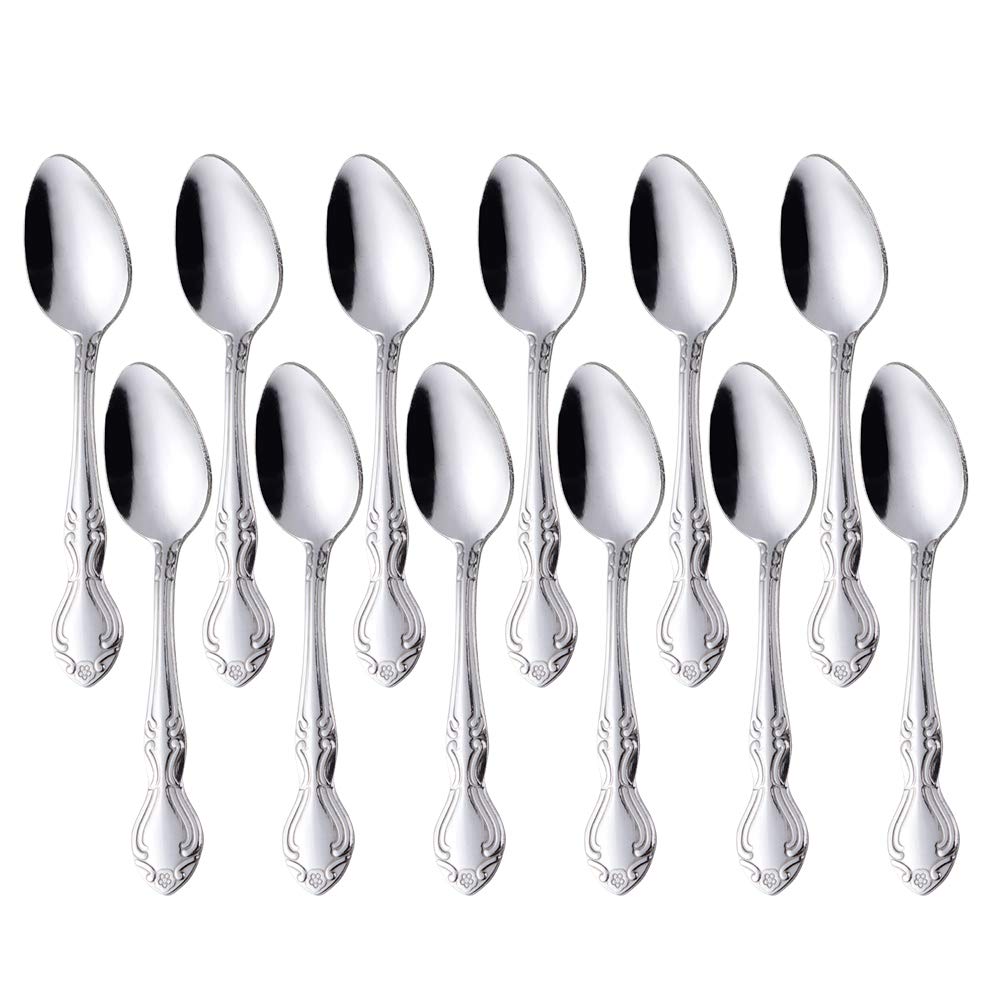 12-Piece Stainless Steel Mini Coffee Spoons Set - 4.6 Inch Silver Espresso & Dessert Spoons for Tea, Coffee, Appetizers | Perfect for Home, Café, and Restaurant Use