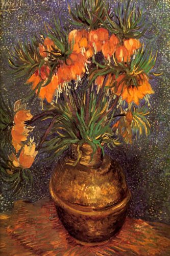 Vincent Van Gogh Small Canvas Reproduction - Fritillarias in Copper Vase - Handmade Art Print for Home & Office Decor | Perfect Gift for Art Lovers