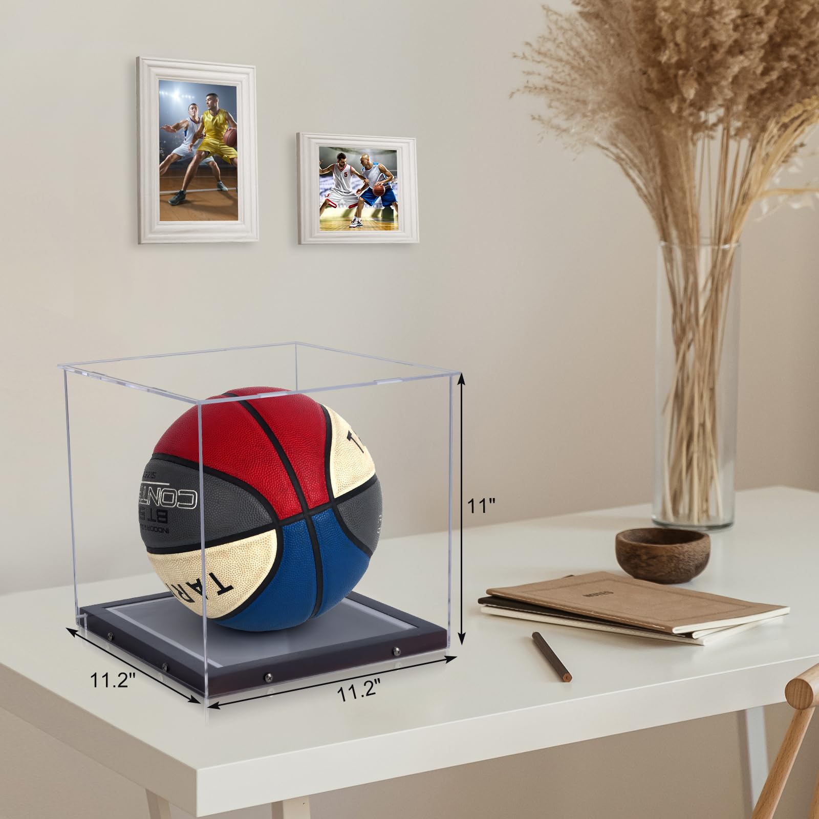 Premium Clear Acrylic Basketball Display Case with LED Lights - UV Protection & Dustproof Display Stand for Autographed Balls & Sports Memorabilia - Perfect for Home Decor, Man Cave, Trophy Room & Collectors Showcase