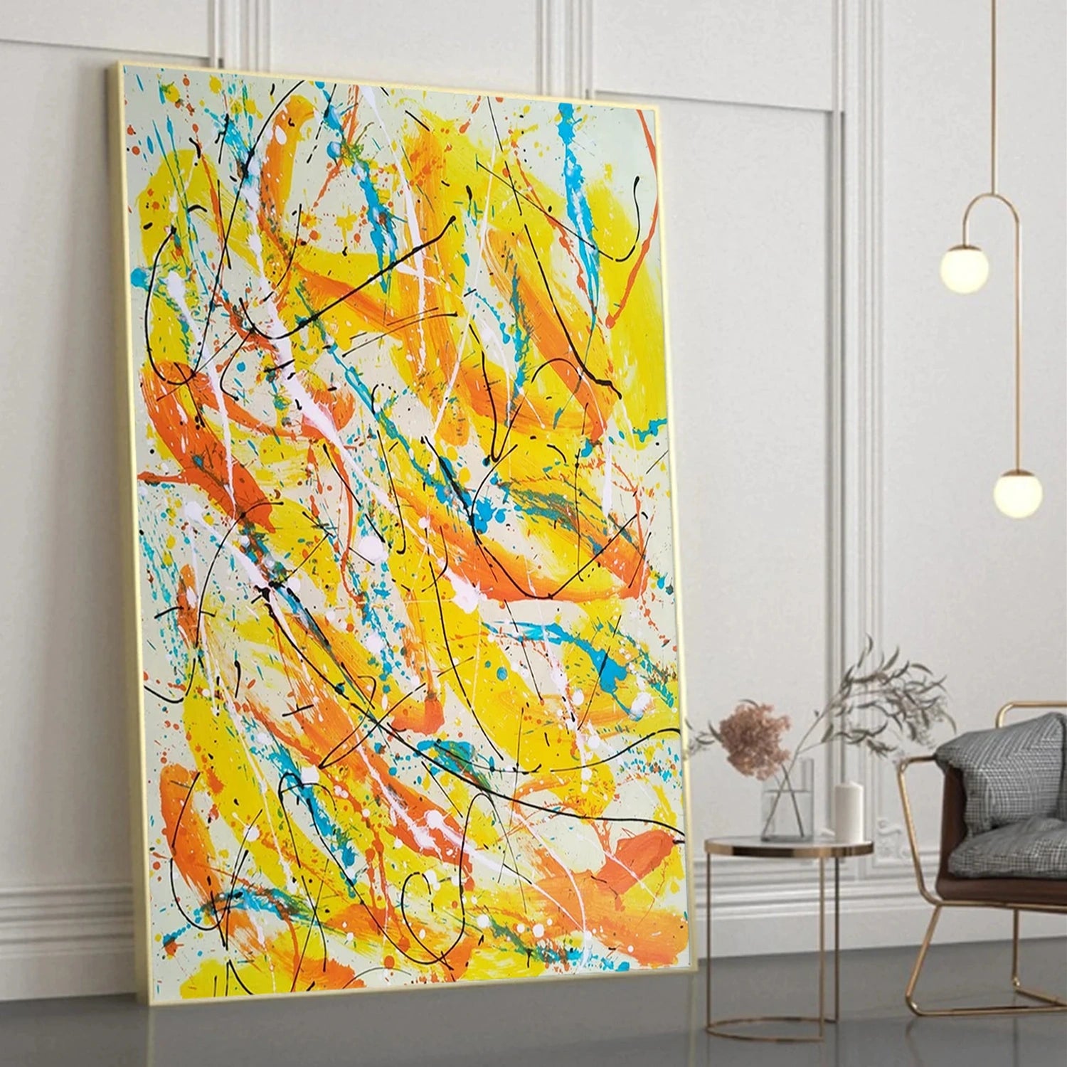 Pollock Art #JP012 - Abstract Drip Painting Wall Decor for Home & Office | Modern Artwork for Living Room, Bedroom, or Office Space