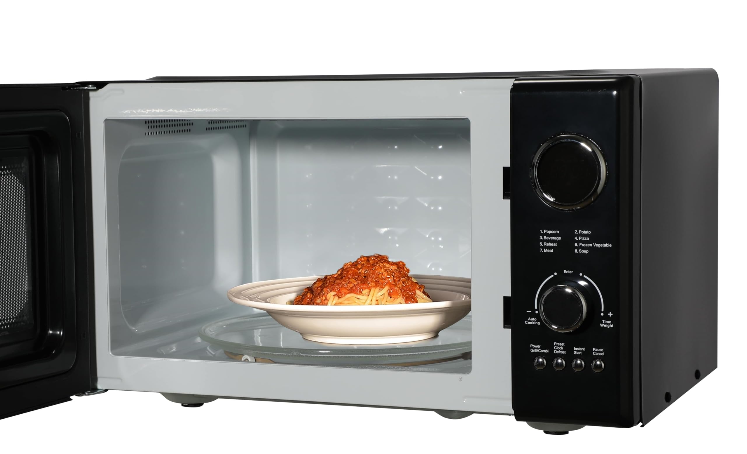 Emerson MWRG0901BK 0.9 Cu. Ft. Retro Black Microwave Oven with Grill - 800W Microwave & 1000W Grill, LED Display, 5 Power Levels, 8 Auto Menus, Glass Turntable & Child Lock - Perfect for Small Kitchens, Dorms & Office Break Rooms