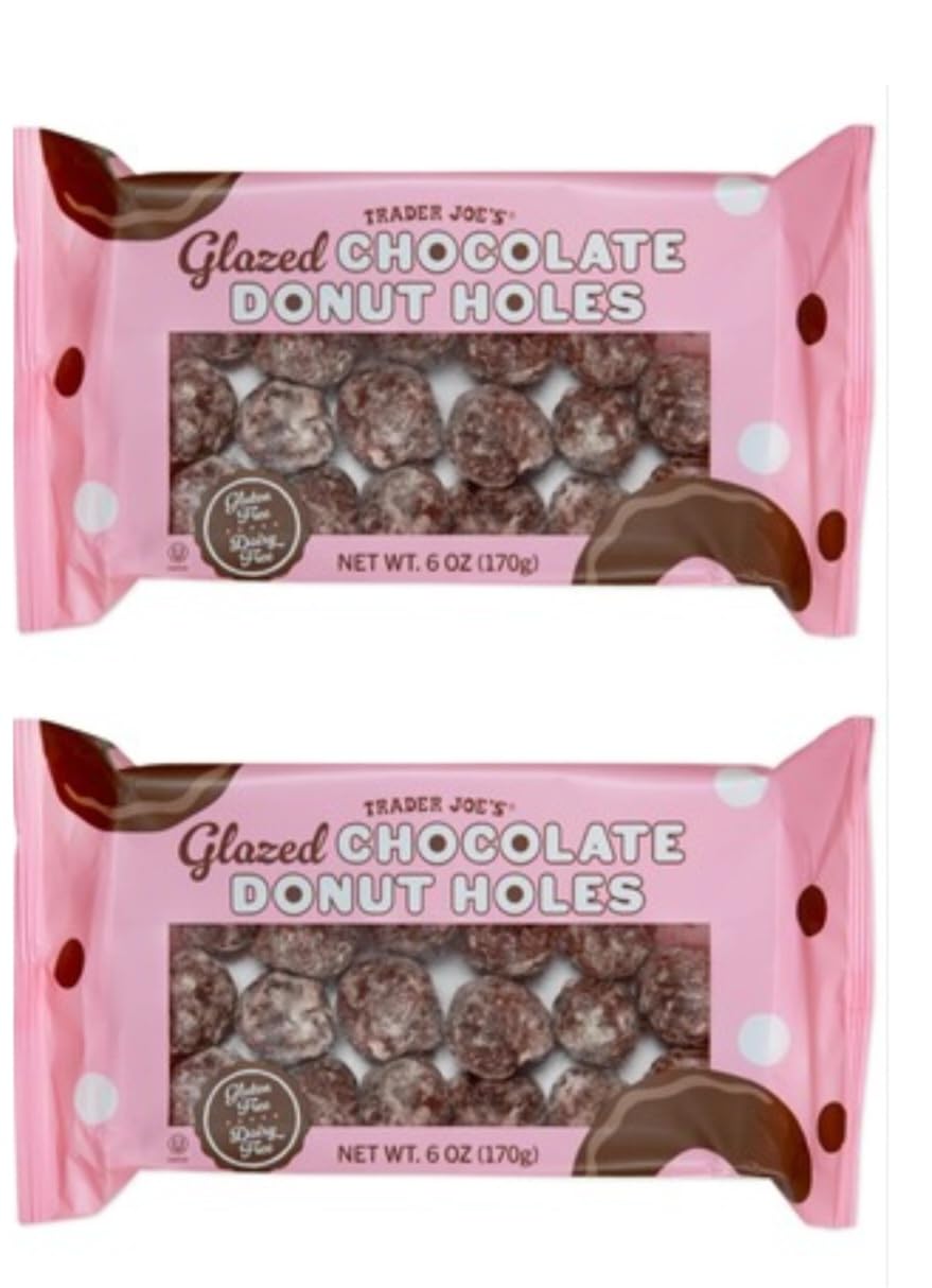 Gluten-Free & Dairy-Free Chocolate Glazed Mini Donut Holes - 2 Pack | Vegan Dessert Snacks for Parties, School Lunches & On-the-Go Treats