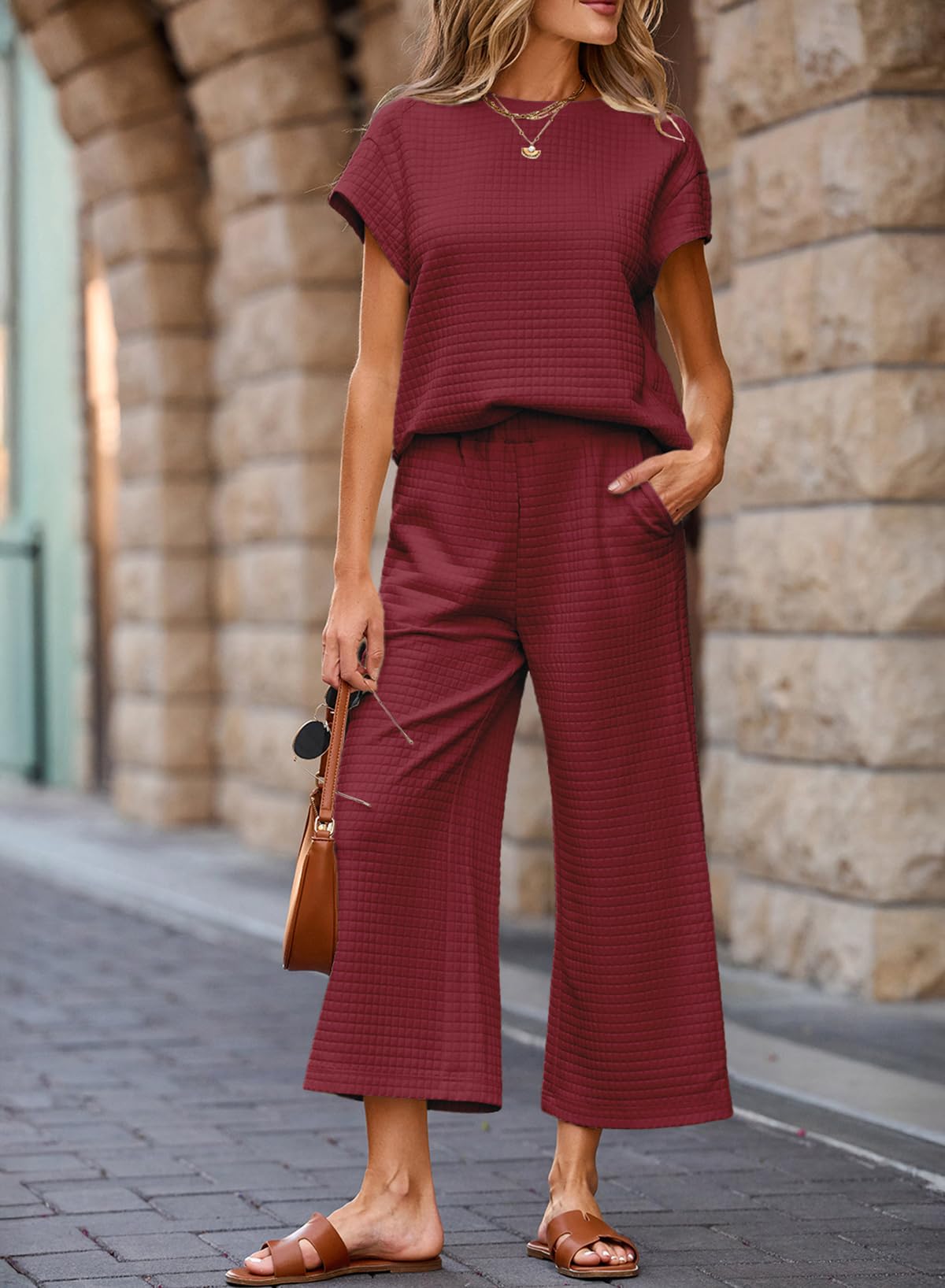 SHEWIN Women's 2-Piece Spring Sweatsuit Set - Casual Pullover Top & Wide Leg Sweatpants Lounge Outfit for Home, Travel & Everyday Comfort
