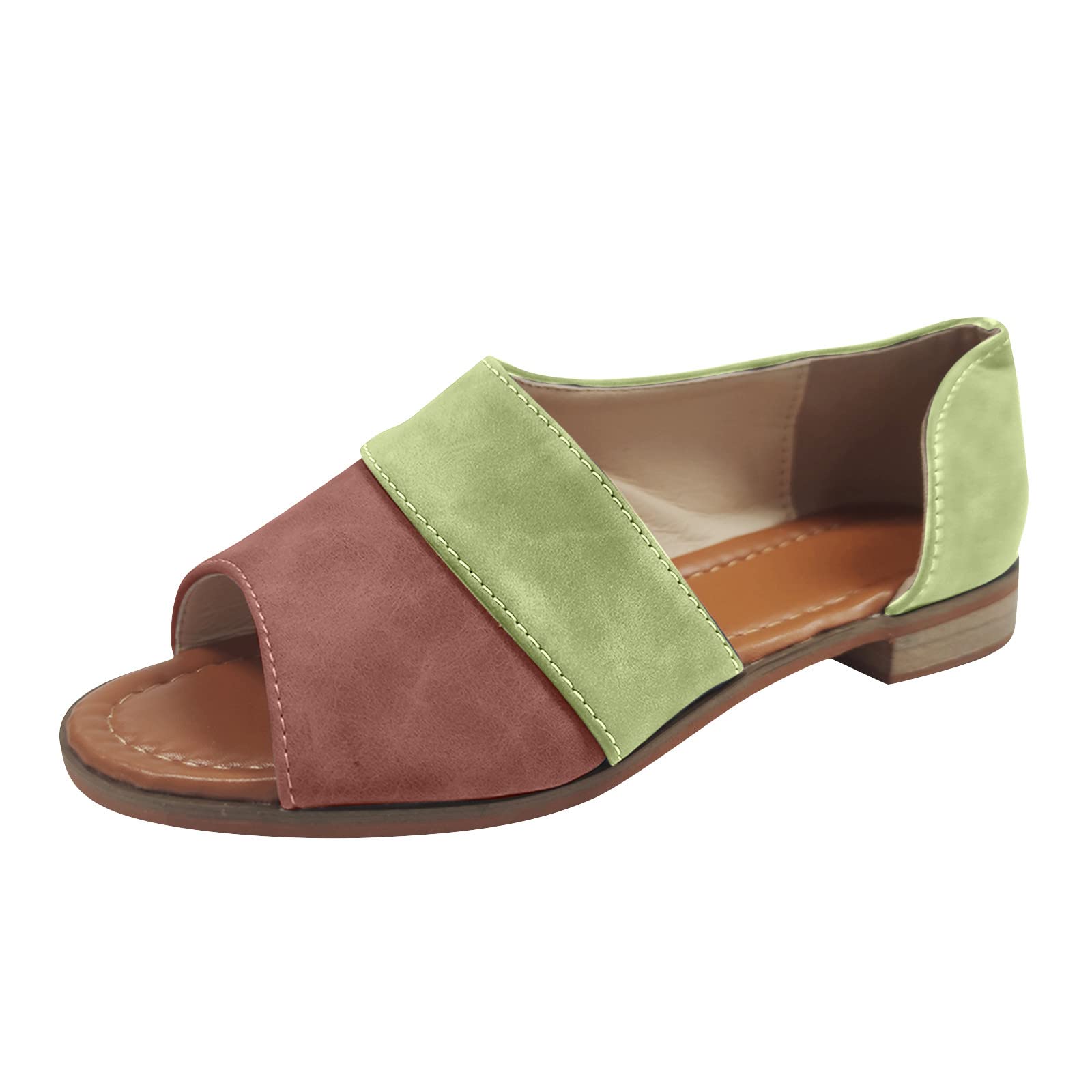 Women's Comfortable Low Heel Sandals - Summer Walking Slippers with Wedge Support in Green | Perfect for Beach, Vacation & Casual Outings