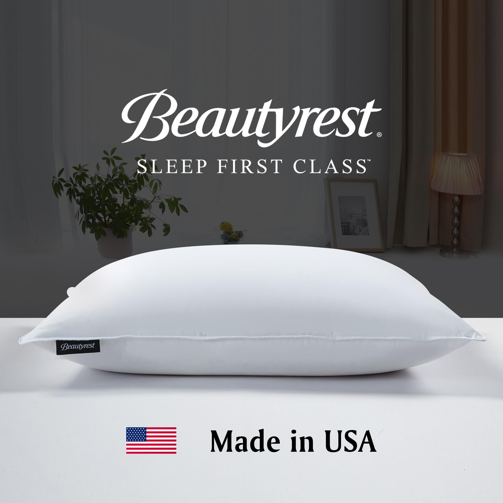Beautyrest Hypoallergenic White Down Pillow with Tencel/Cotton Blend Cover - Cooling & Breathable King Size Bed Pillow (36