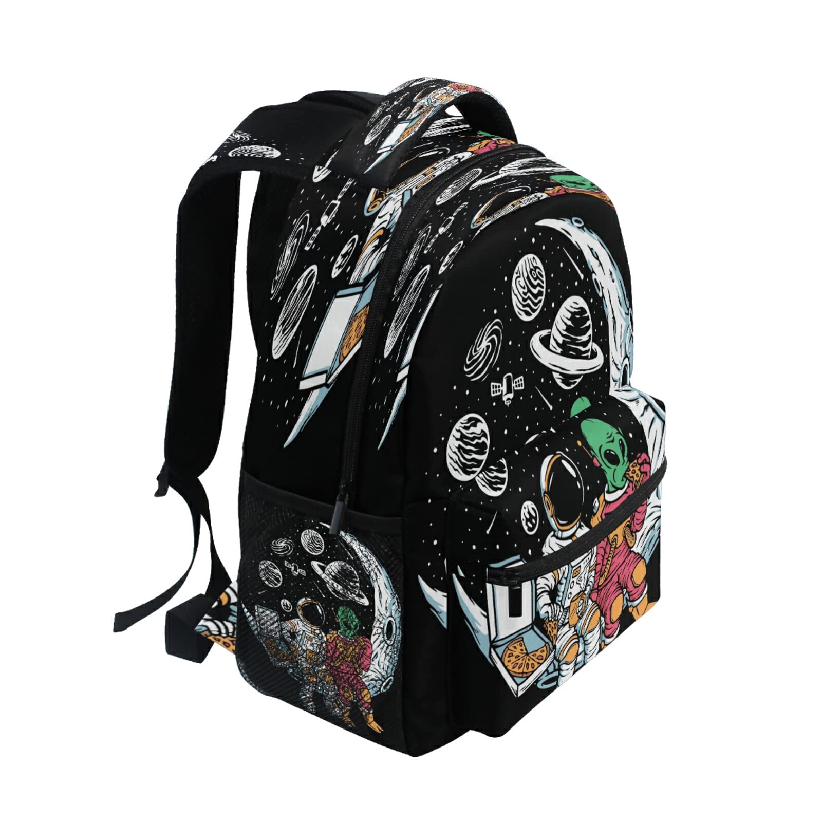 Galaxy Astronauts Alien Themed Backpack - 16 Inch Laptop Bag with Double Zipper, Adjustable Shoulder Straps - Perfect for School, Travel & Sports | Casual Daypack for Men & Women