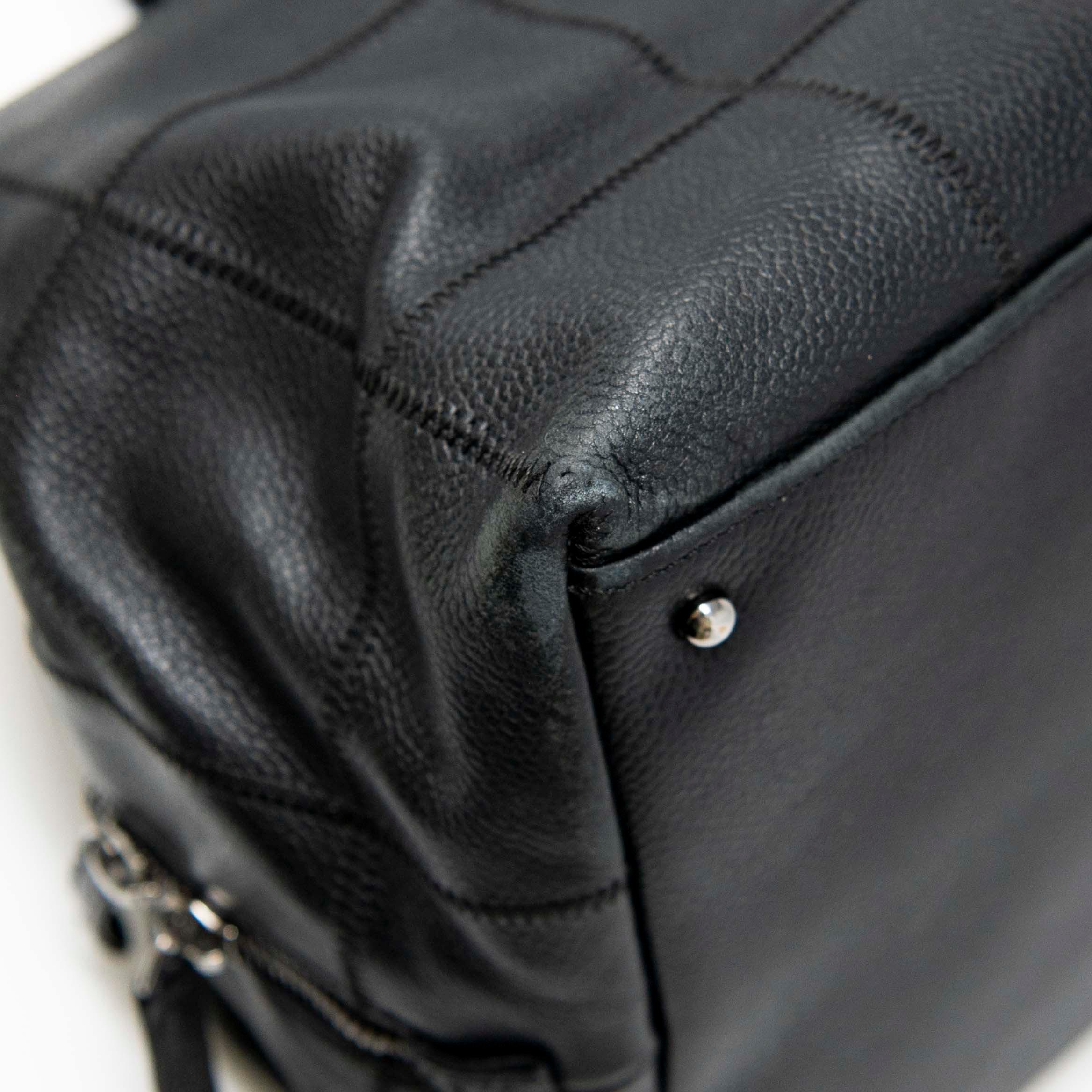 Chanel Black Choco Bar Stitched Leather Tote Bag for Women - Luxury Designer Handbag for Work, Travel & Everyday Use
