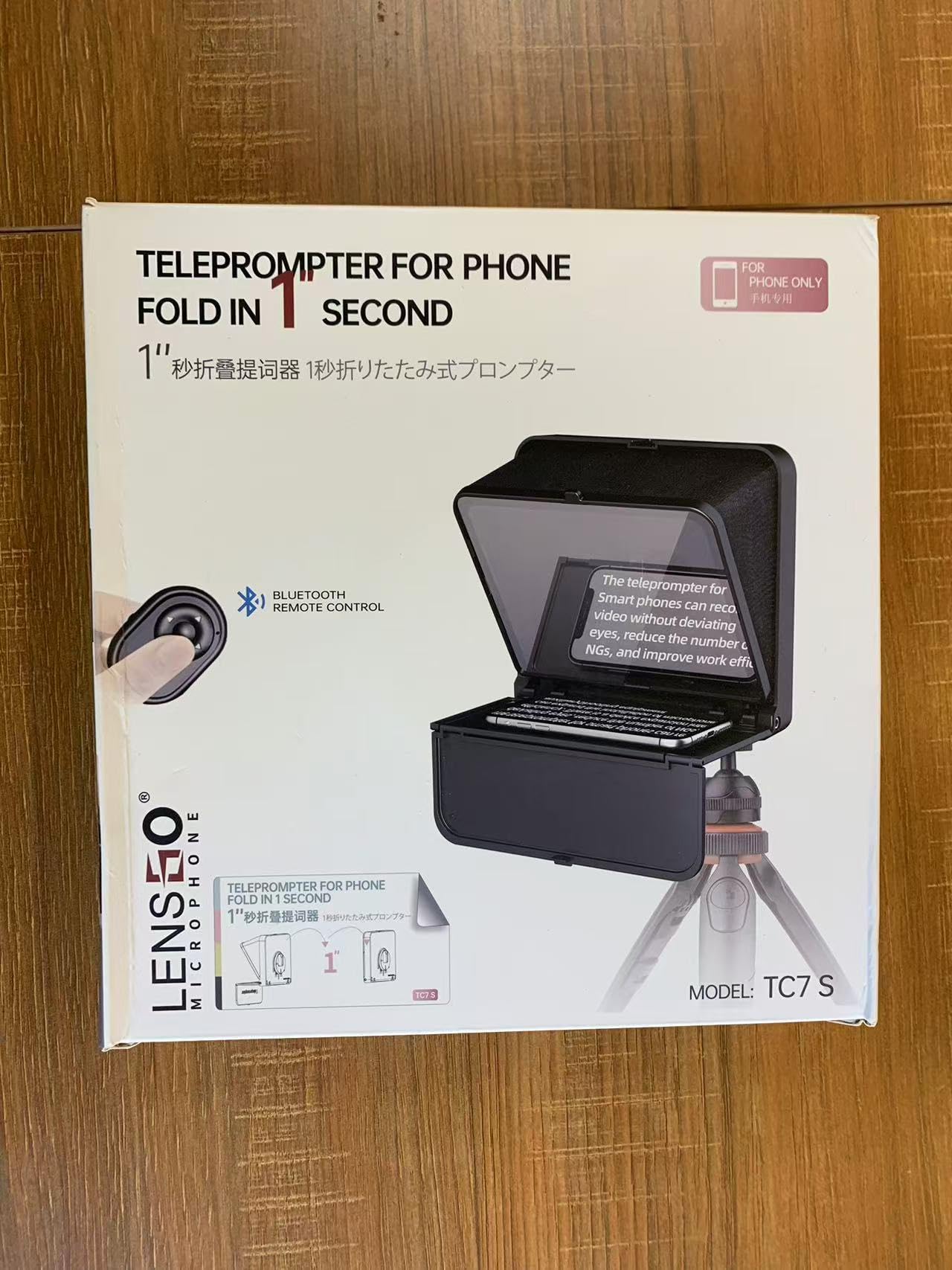 LENSGO TC7S Portable Mini Teleprompter for iPhone & Android - Remote Control, Foldable Design for Online Teaching, Vlogging, Live Streaming & Interviews | Perfect for Content Creators & Remote Work