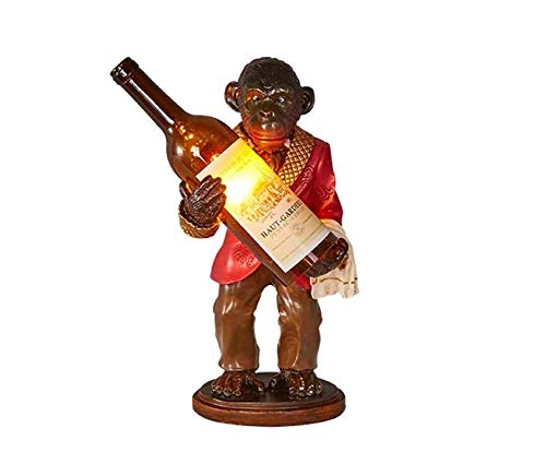 CHABEI Modern Table Lamp - Resin Monkey Desk Light for Living Room, Bedroom, Office & Bar Decor - Artistic Lighting Fixture (Red) | Perfect for Home Decor, Workspace Lighting & Gift Ideas