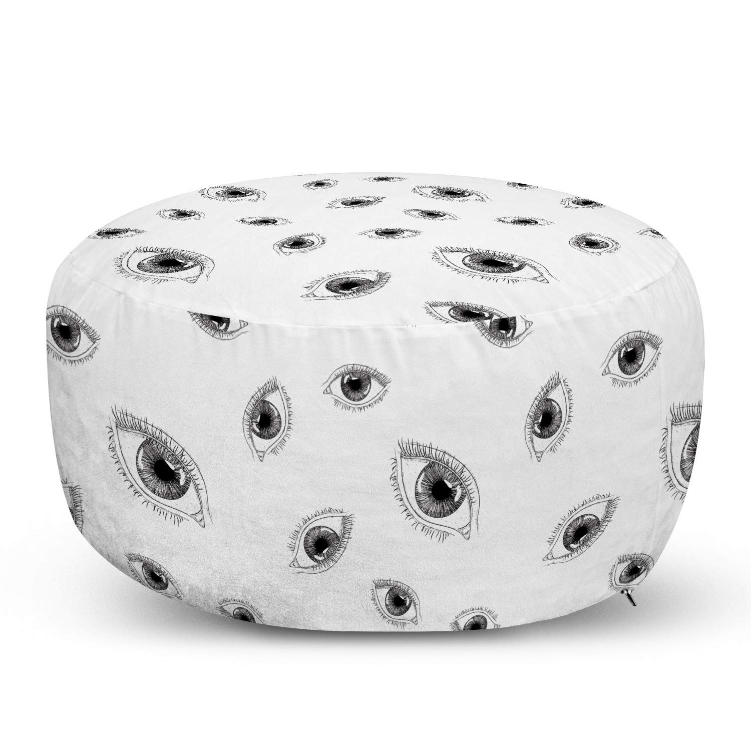 Ambesonne Abstract Art Pouf Cover with Zipper - Women's Eyes Makeup Beauty Vision Mascara Graphic Design, Soft Decorative Fabric Unstuffed Case, 30