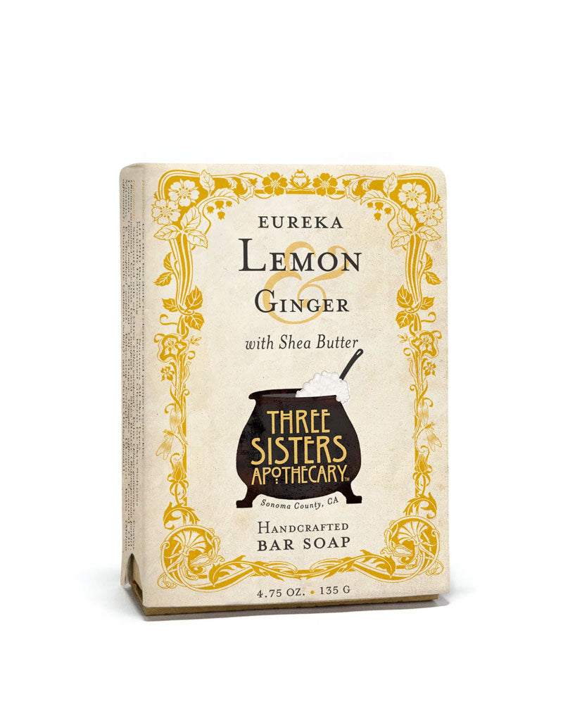 Organic Lemon & Ginger Bar Soap - 4.75oz Natural Handmade Soap for Dry Skin, Refreshing & Invigorating - Perfect for Morning Shower & Spa Day