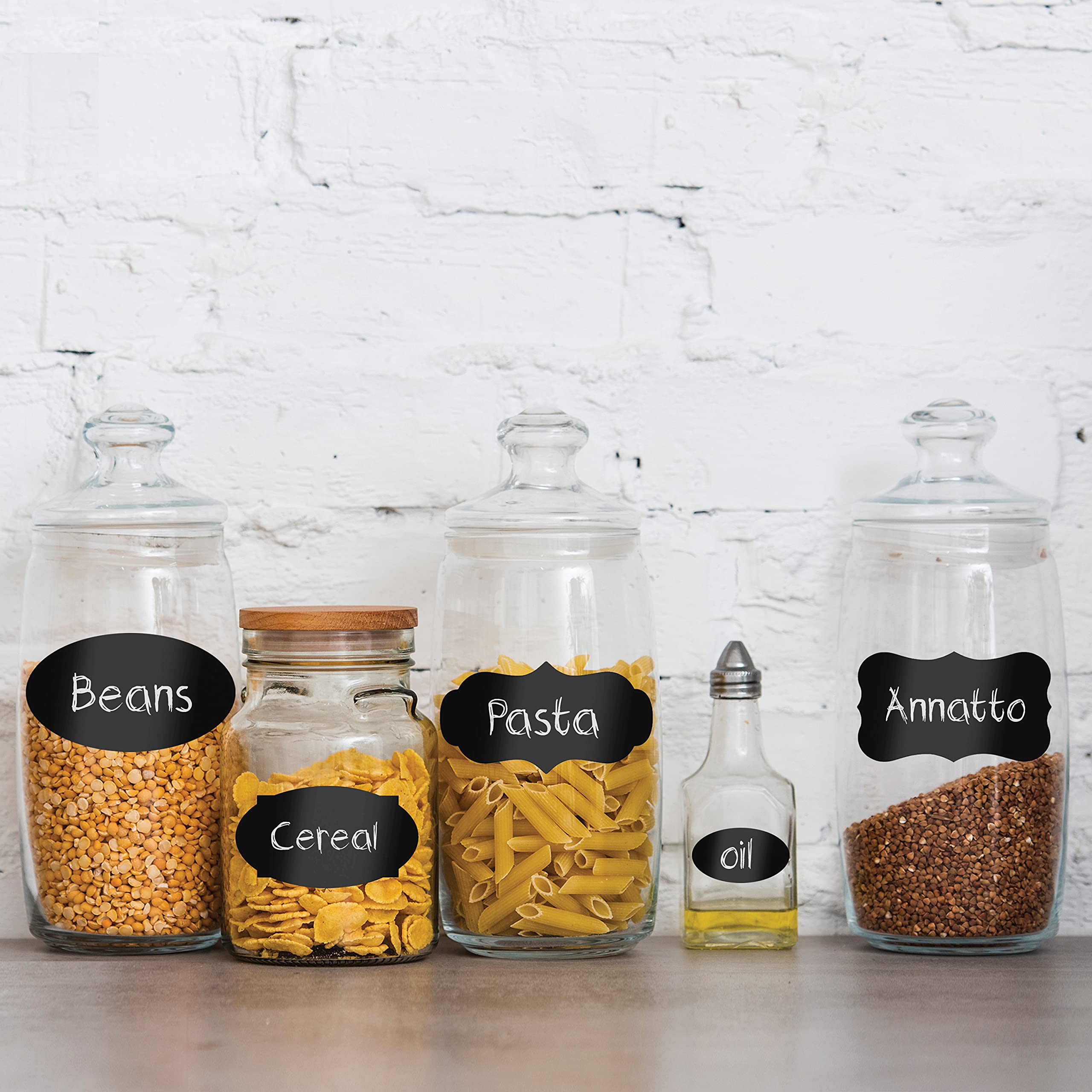 Premium 156-Pack Chalkboard Labels with Erasable White Chalk Marker - Removable Blackboard Stickers for Mason Jars, Containers & Organizing (3 Sizes) - Perfect for Pantry, Kitchen & DIY Craft Projects
