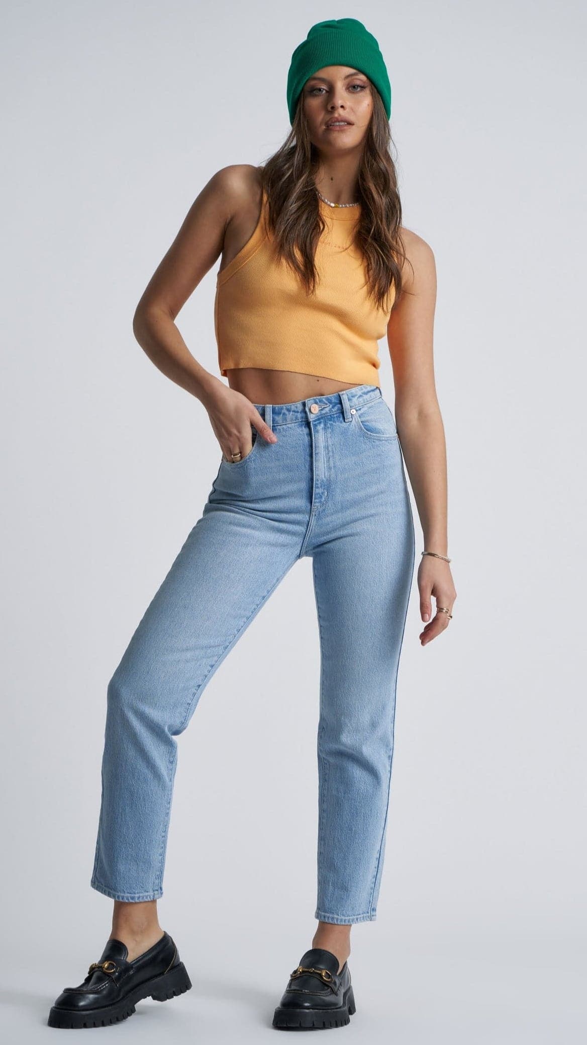 Abrand Women's High Waist Slim Fit Jeans - 94% Cotton Stretch Denim Pants for Casual Wear & Everyday Outfits