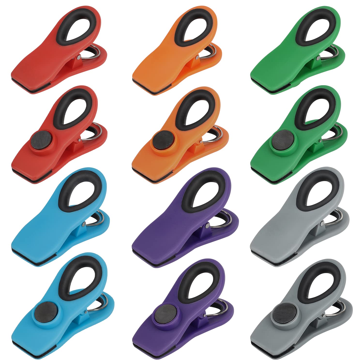 TACGEA Magnetic Bag Clips - 12 Pack Airtight Food Storage Clips for Chips, Snacks & Kitchen Organization - Multicolor Sealing Clamps for Freshness (Great for Pantry, Freezer & Travel Use)