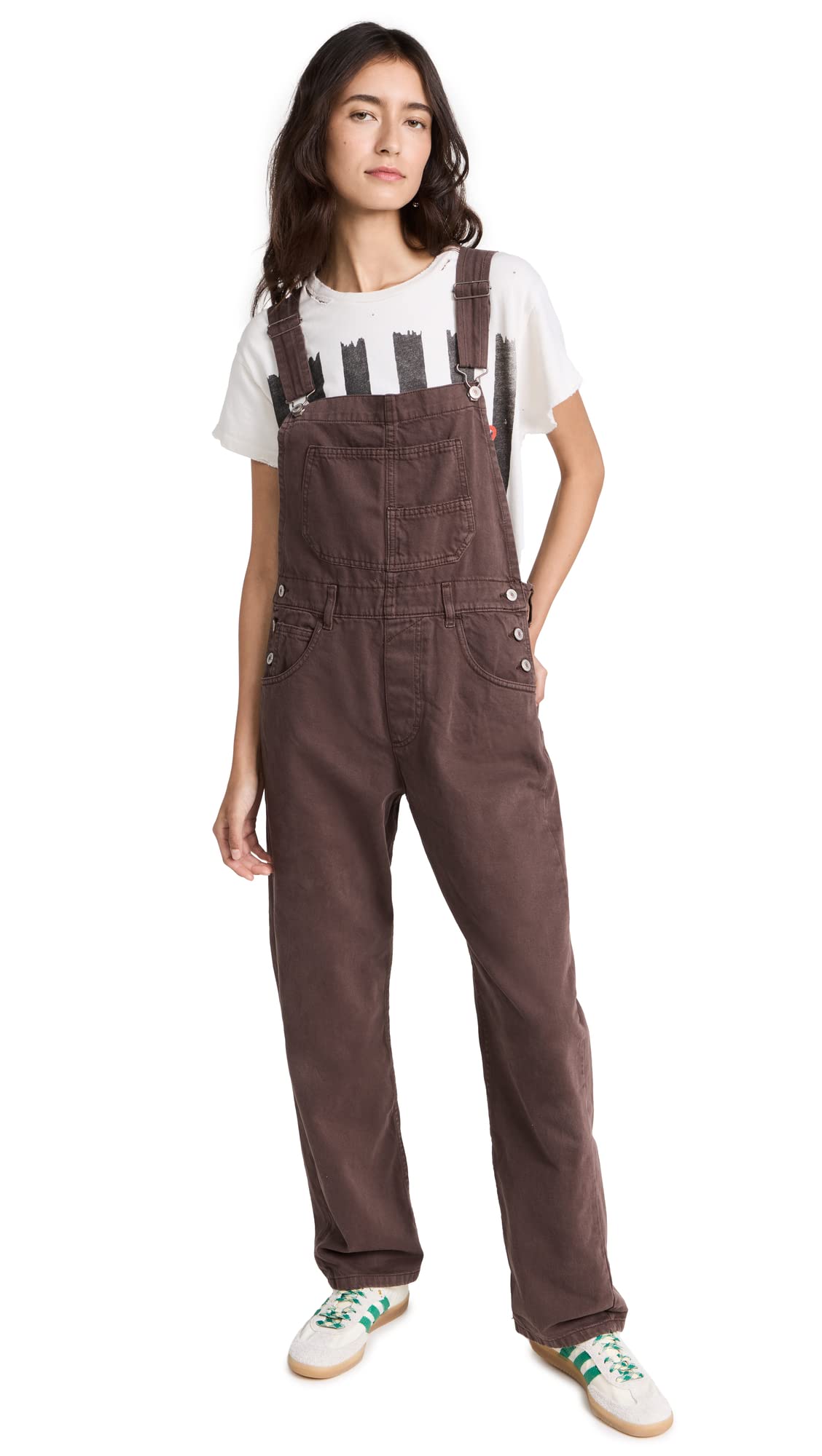 Free People Women's Ziggy Denim Overalls - Vintage High Waist Jumpsuit, Distressed Denim Romper for Casual Outfits & Boho Style (Perfect for Music Festivals, Weekend Brunch & Streetwear Looks)