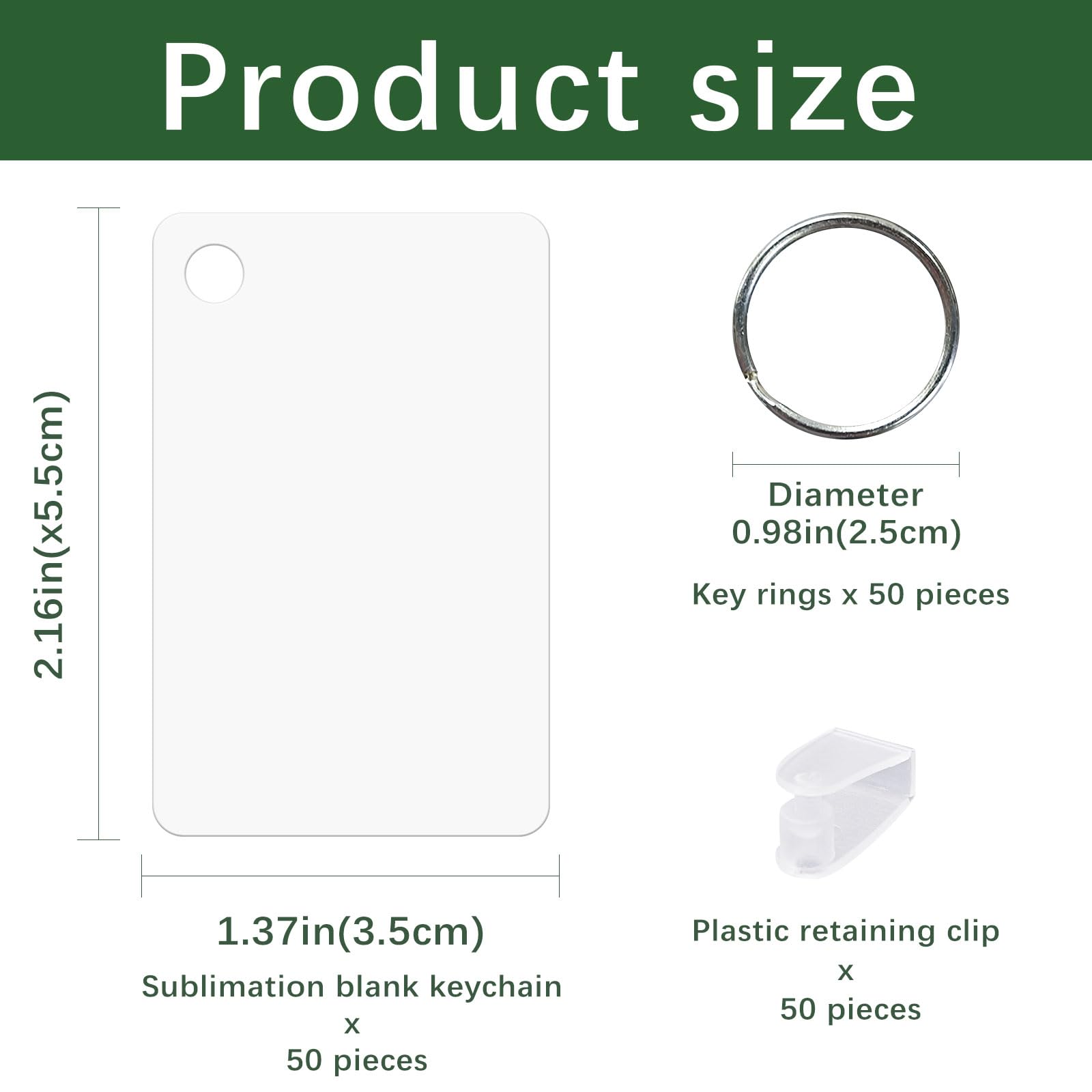 150 Pcs Metal Sublimation Keychain Blanks Bulk - Double Sided Heat Transfer Keychains for DIY Customization - Perfect for Gifts, Promotions & Events