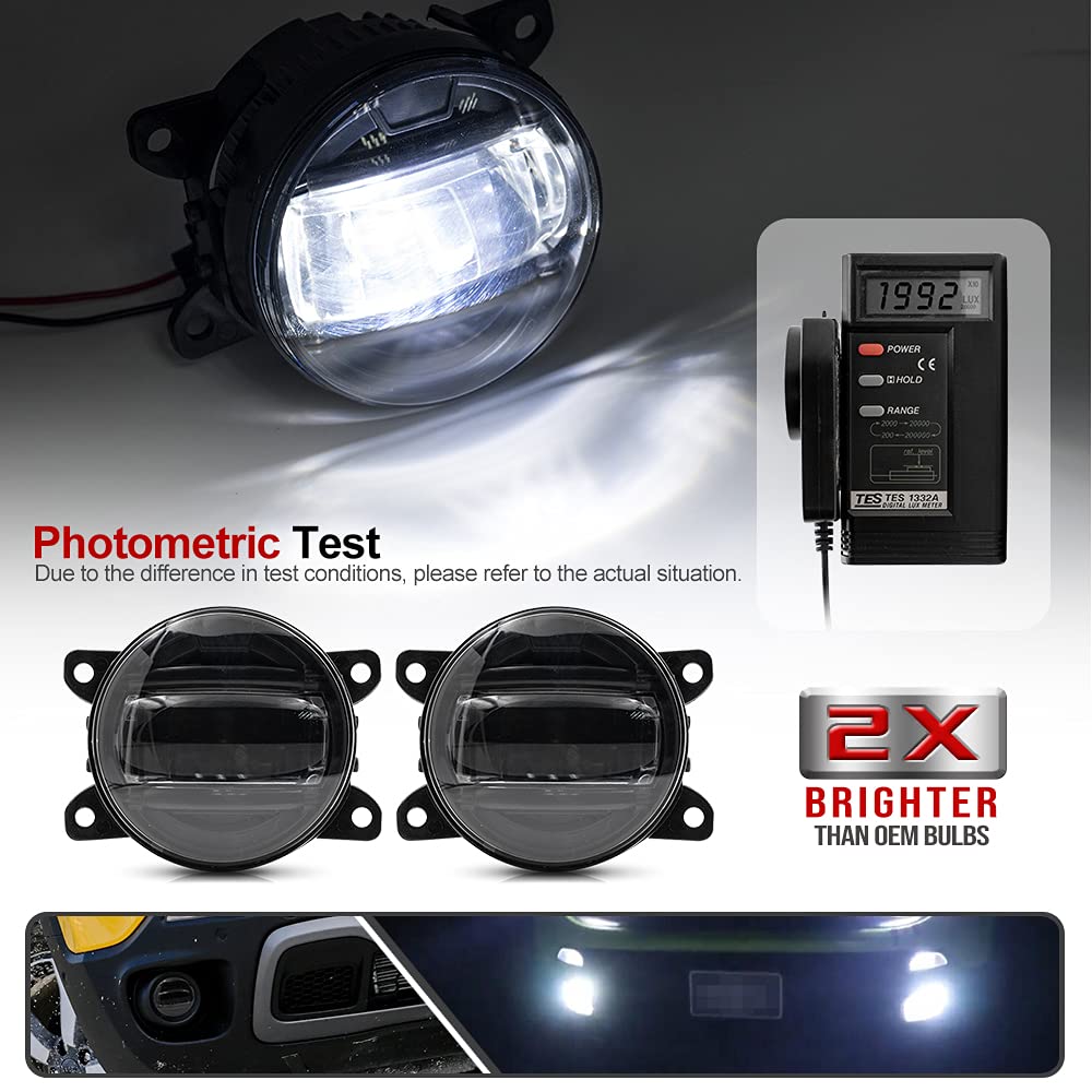 2Pcs Universal 3.5-inch LED Fog Lights for Jeep Renegade Cherokee KL Compass - OEM Replacement Fog Lamps - Durable Off-Road Lighting for Night Driving & Bad Weather Conditions