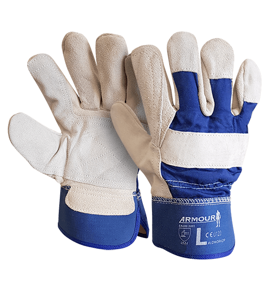 Armour Leather Work Double Palm Gloves - 6 Pairs Heavy Duty General Purpose Gloves for Construction, Gardening & Outdoor Work - Durable Safety Gloves for Men & Women