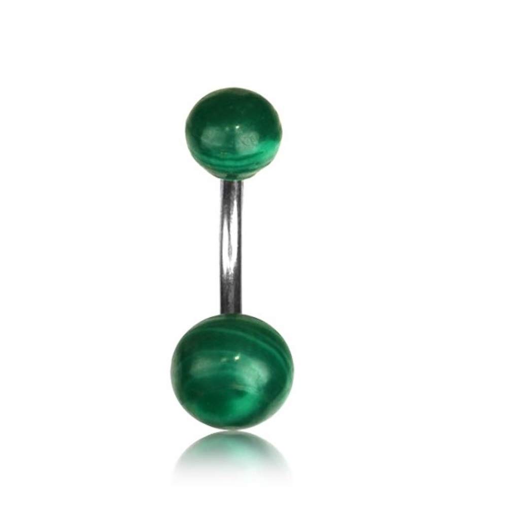 Earth-Inspired Turquoise & Green Malachite Belly Button Ring for Women - Surgical Steel Navel Piercing Jewelry for Casual & Party Wear