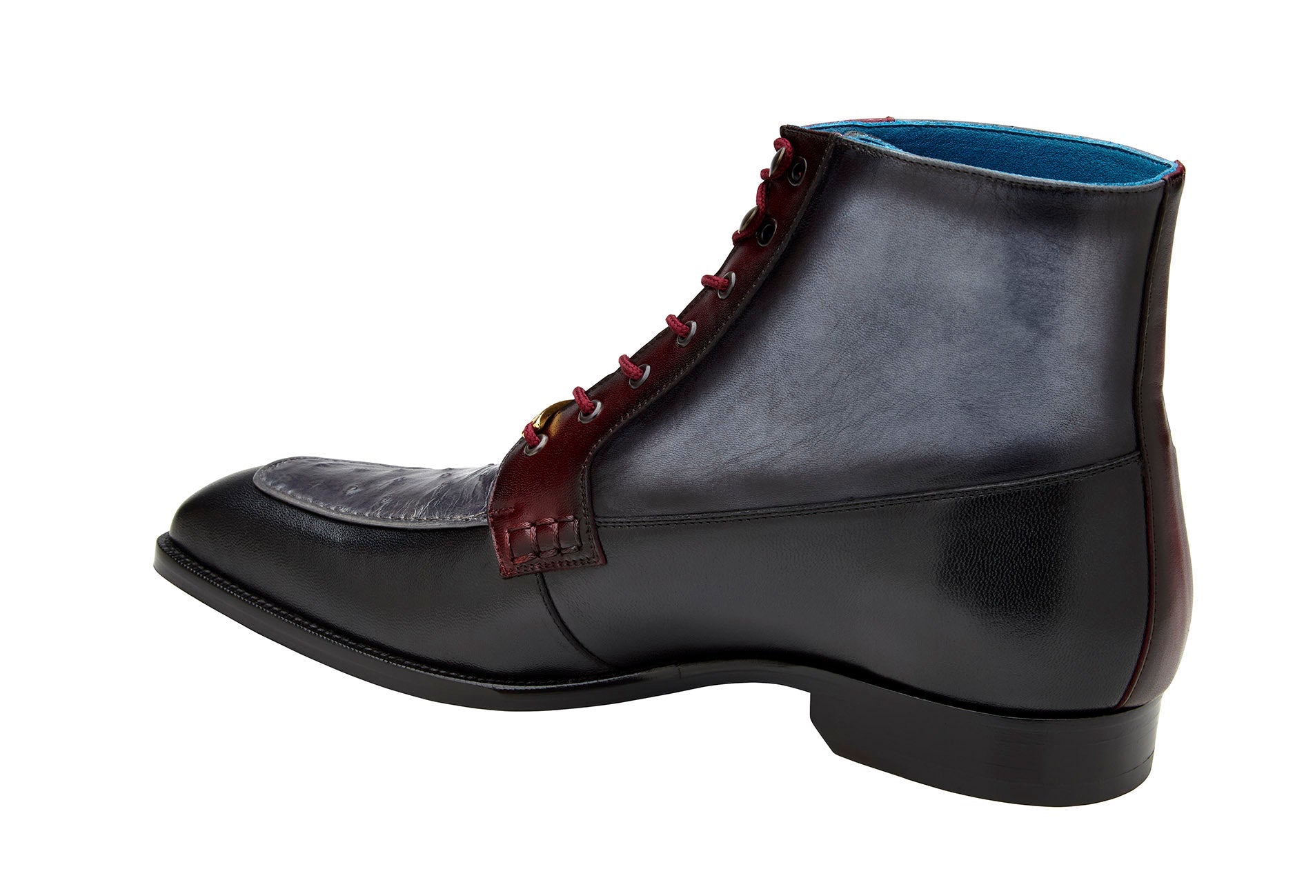 Belvedere Greco Genuine Ostrich Quill & Italian Leather Boots for Men - Black, Gray, Burgundy - R79 - Perfect for Formal Events, Weddings & Luxury Fashion