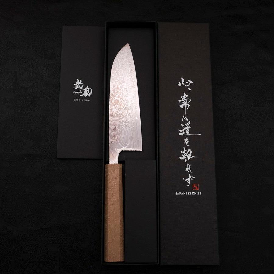 Premium Santoku Knife 165mm - SLD Steel, Wave Nickel Damascus Blade with White Urushi Handle - Perfect for Sushi, Vegetables & Meat Slicing
