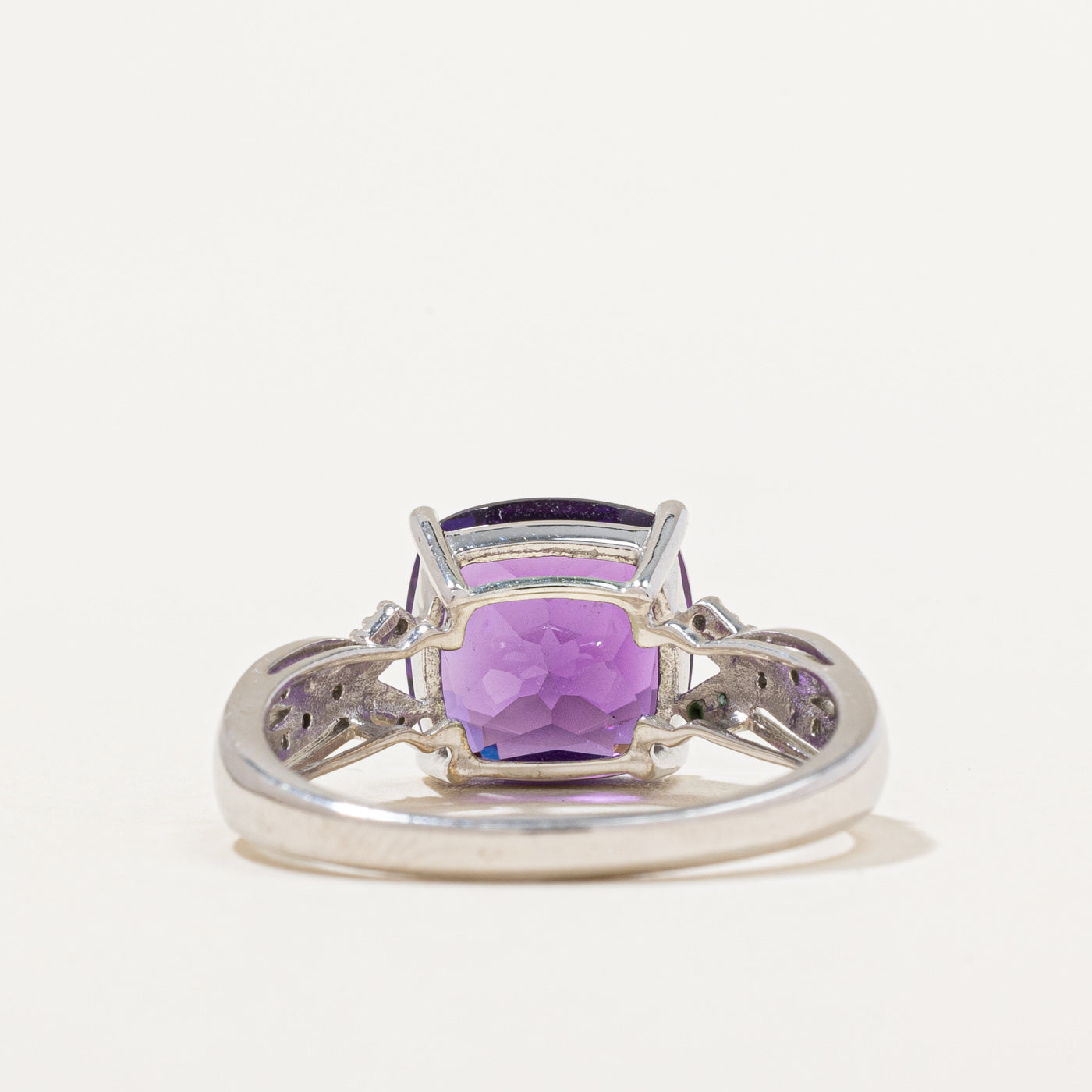 Amethyst and Diamond Cocktail Ring - 3.80ct Amethyst with 0.04ctw Diamonds - Size 8.75 - Elegant Evening Wear & Special Occasion Jewelry