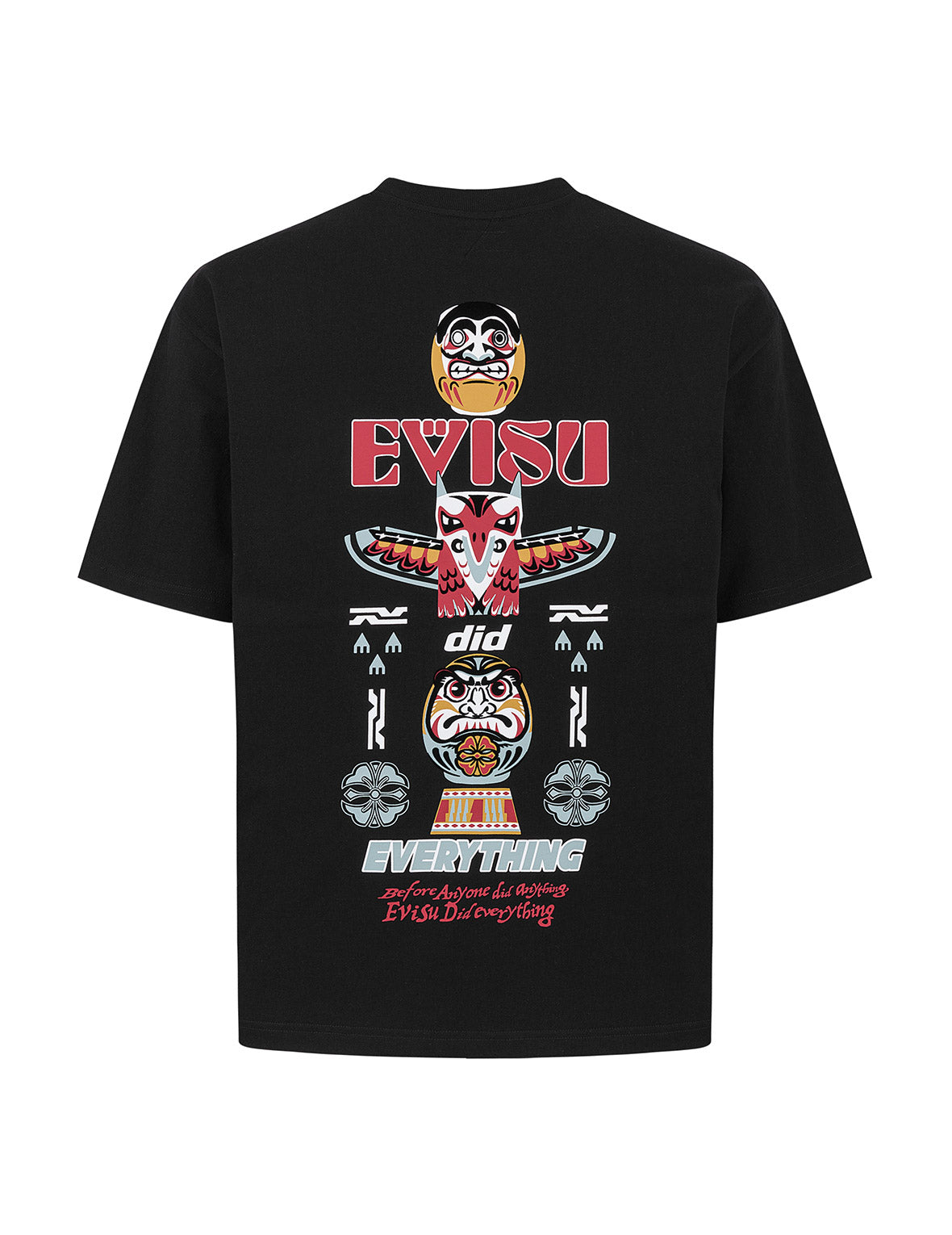 Daruma & Totem Print Relaxed Fit T-Shirt for Men - Comfortable Casual Wear for Everyday Outfits & Street Style