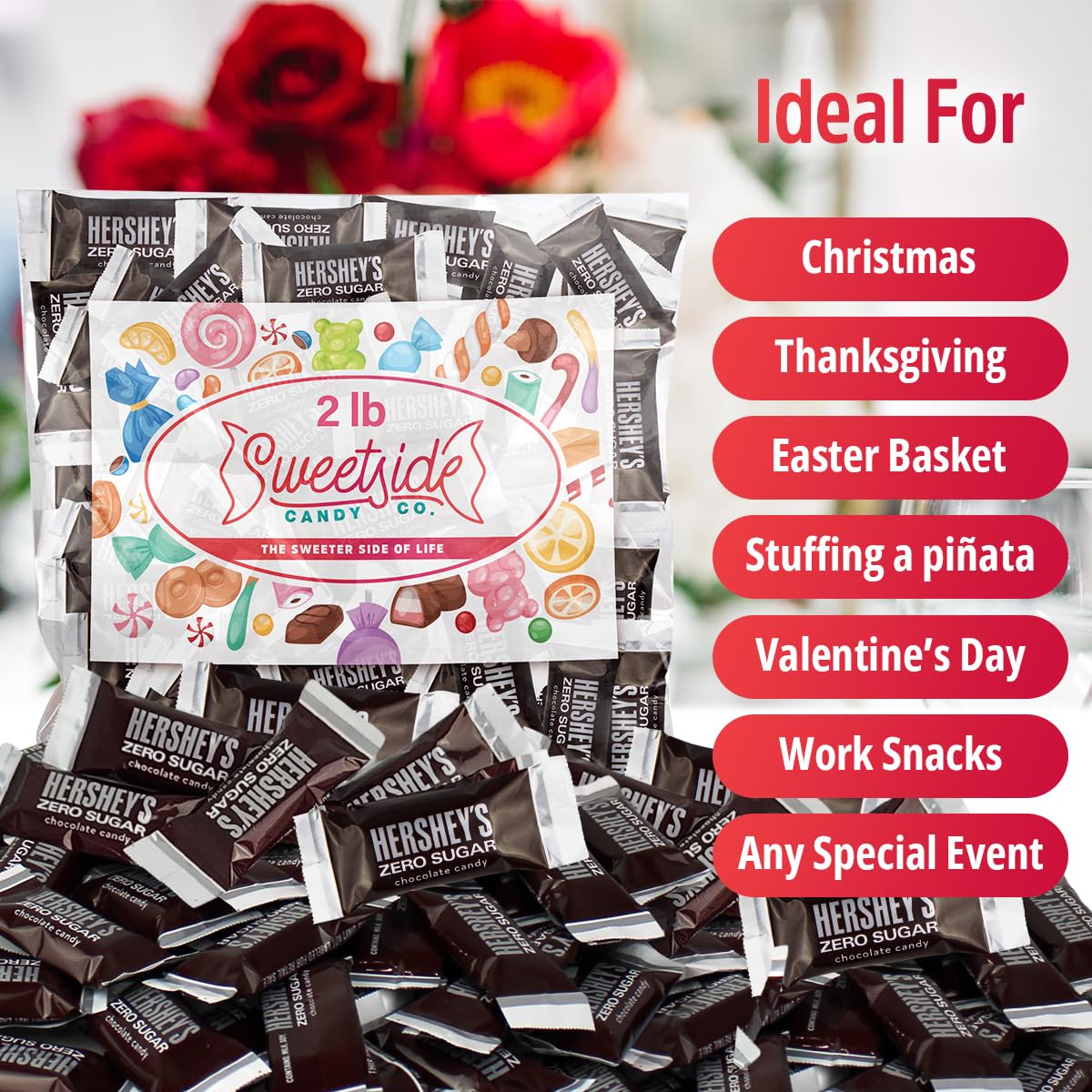 Sugar Free Milk Chocolate Mini Bars - Individually Wrapped Bulk Keto Chocolate Candy for Baking, Gifts & Snacking - 2lb Low Carb Chocolate Bites for Desserts, Parties & On-the-Go Treats