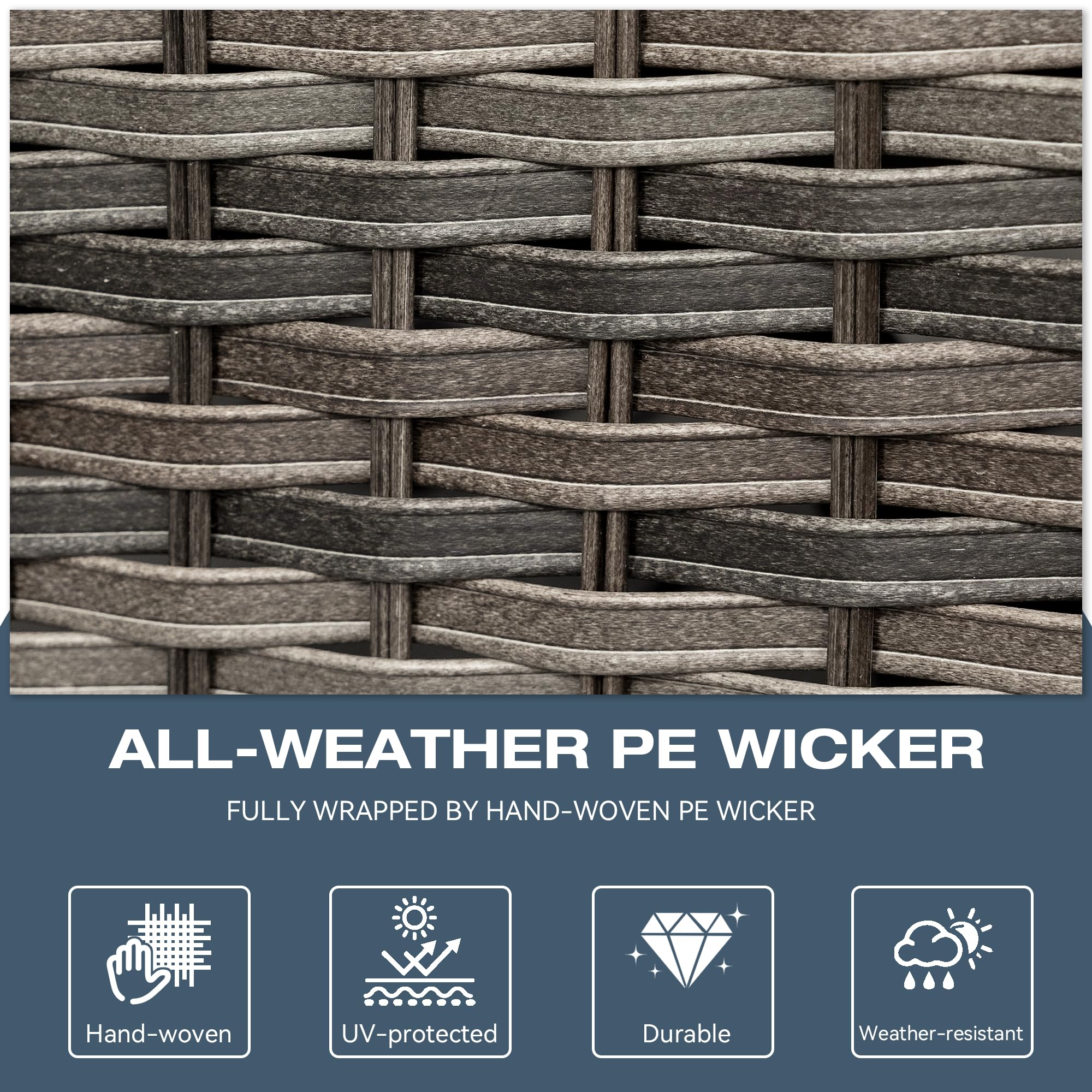 Joyside Outdoor Wicker Coffee Table - Brown PE Rattan Patio Table with Storage for Garden, Deck, Porch | Perfect for Poolside Lounging & Backyard Entertaining