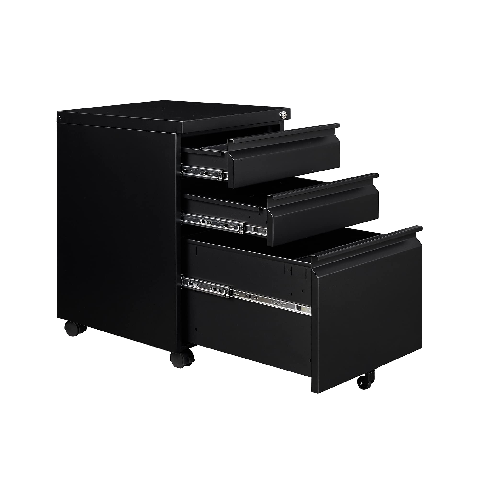 FLEXISPOT 3-Drawer Mobile File Cabinet with Locking Keys - Under Desk Storage Organizer for Legal Letter A4 Files, Black - Perfect for Home Office Organization & Document Management