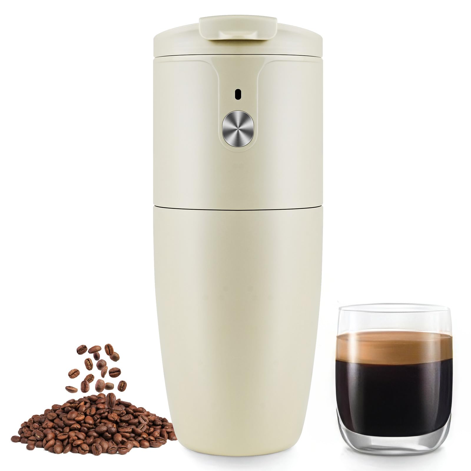 AWSL Portable Electric Coffee Maker & Espresso Machine with Stainless Steel Grinder - Mini Travel Coffee Maker for Camping, Hiking, RV, Office & Home Use | Perfect Gift for Coffee Lovers