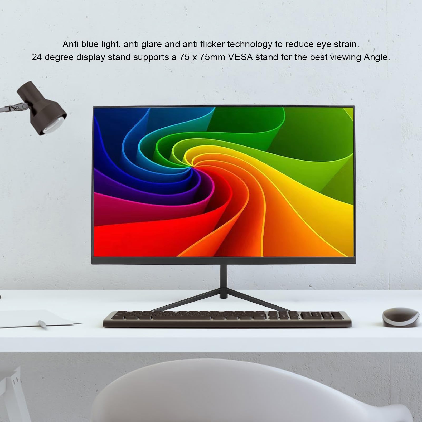 24 Inch FHD IPS Gaming Monitor 1080P 75Hz with FreeSync, HDR, 99% sRGB - HDMI & VGA Ports, VESA 75x75mm Mount (European Plug) - Perfect for PC Gaming, Office Work & Home Entertainment