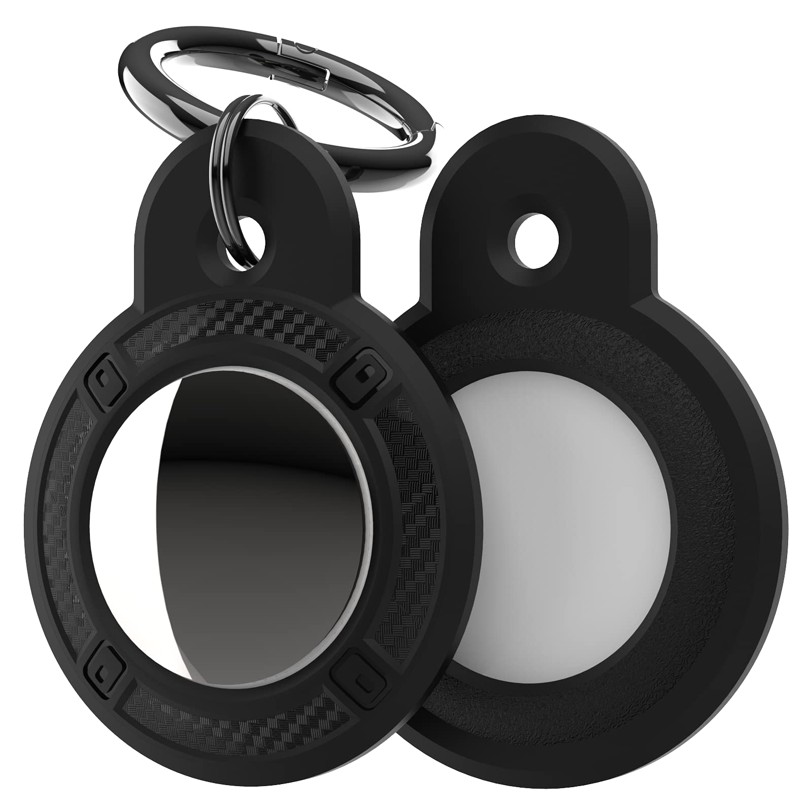 Durable Anti-Scratch Apple AirTag Case with Key Ring - Waterproof Airtag Holder for Keys, Pets & Luggage Tracking (1 Pack, Black) | Perfect for Travel, Keychains & Dog Collars