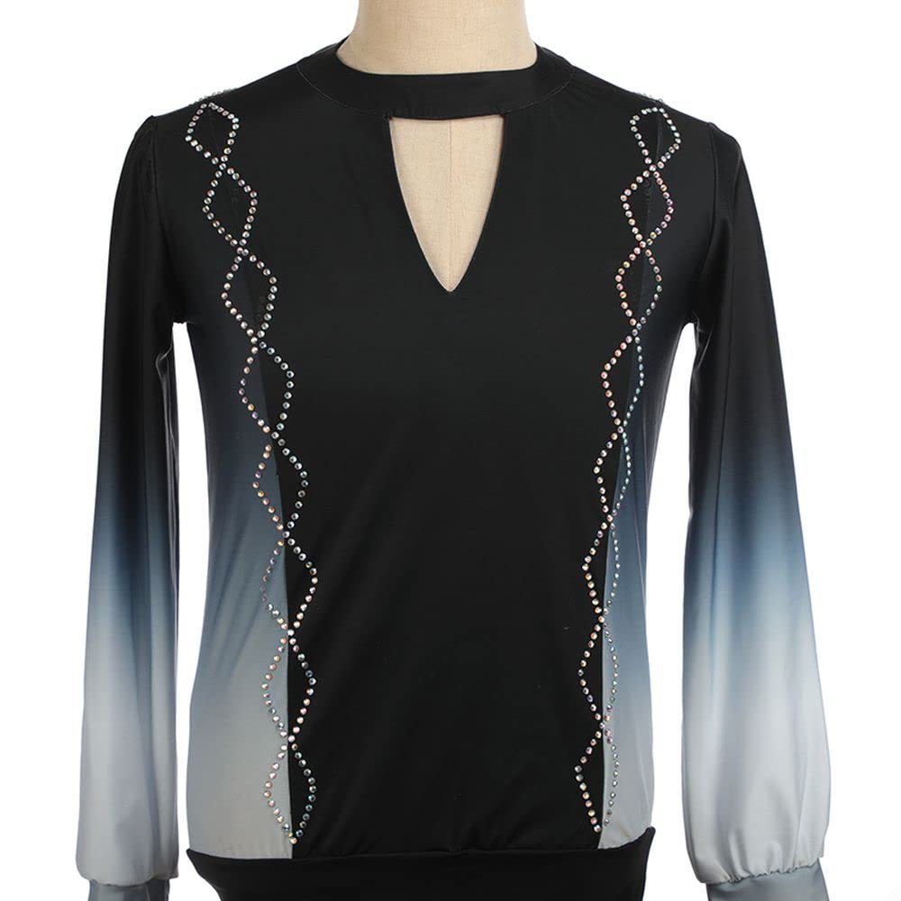 Black Gradient Diamond Figure Skating Suit for Boys & Men - Competition, Training & Performance Wear - Perfect for Ice Shows, Championships & Practice Sessions