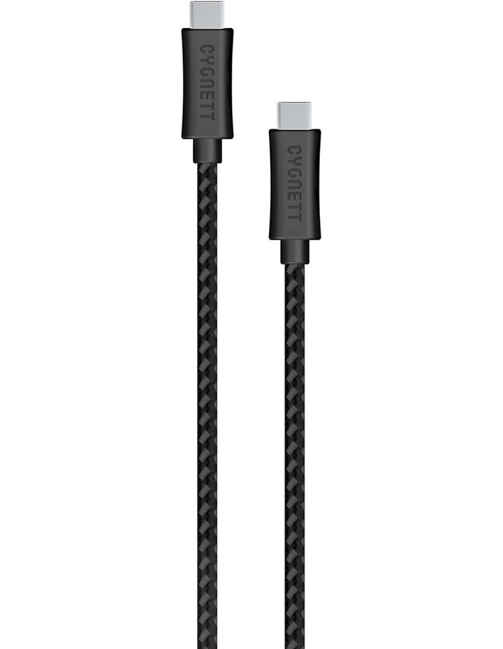 Cygnett LightSpeed USB C to USB C Fast Charging Braided Cable 1M (3.3ft) Black - Durable Nylon Cord for iPhone 15/Samsung Galaxy/MacBook Pro - Perfect for Home, Office & Travel Charging