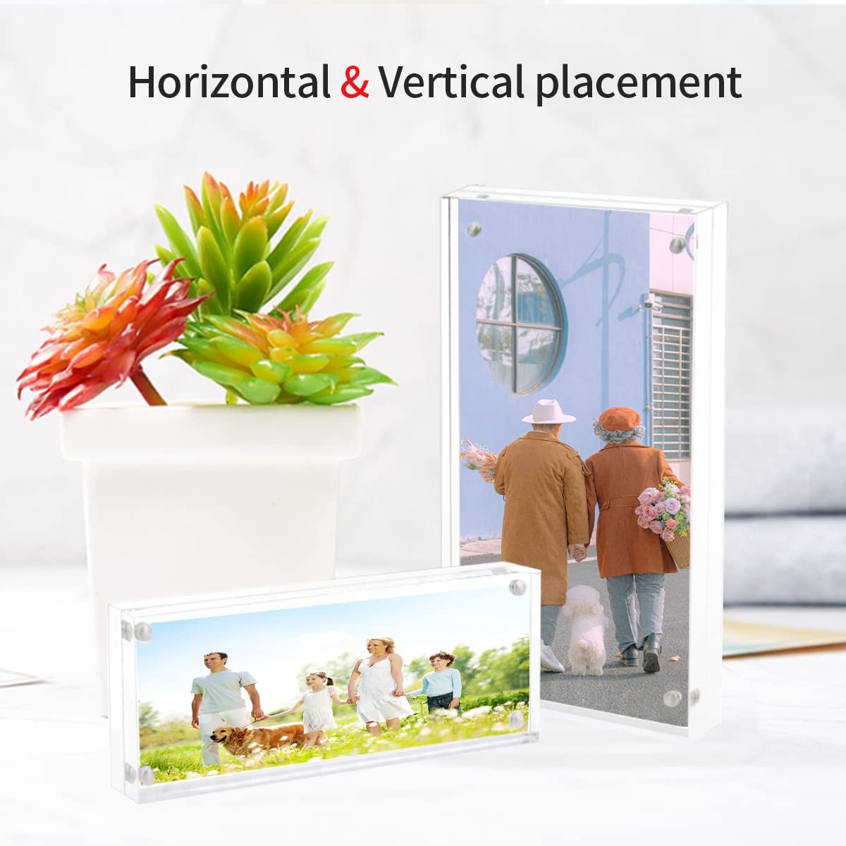 2x6 Acrylic Picture Frames - Clear Double-Sided Display for Tickets, Postcards & Photos - 12+12mm Thick Tabletop Magnetic Frames - Perfect for Family Memories, Office Decor & Gift Displays