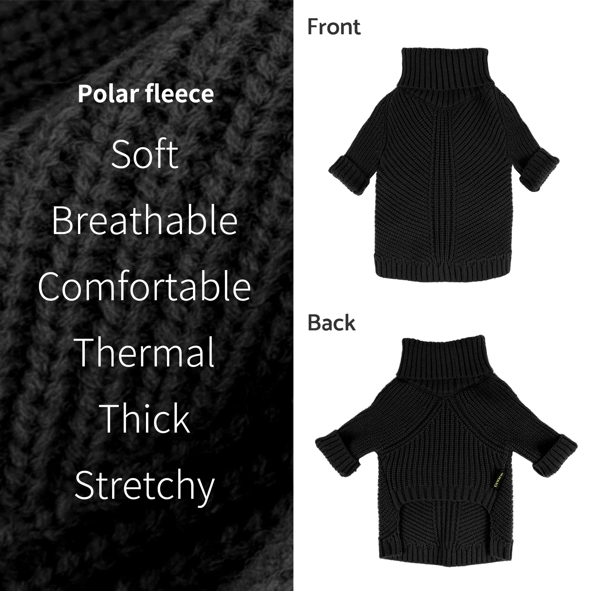 Fitwarm Dog Turtleneck Sweater - Thermal Knit Pet Coat for Small Dogs & Cats - Winter Warmth at Home & Outdoors
