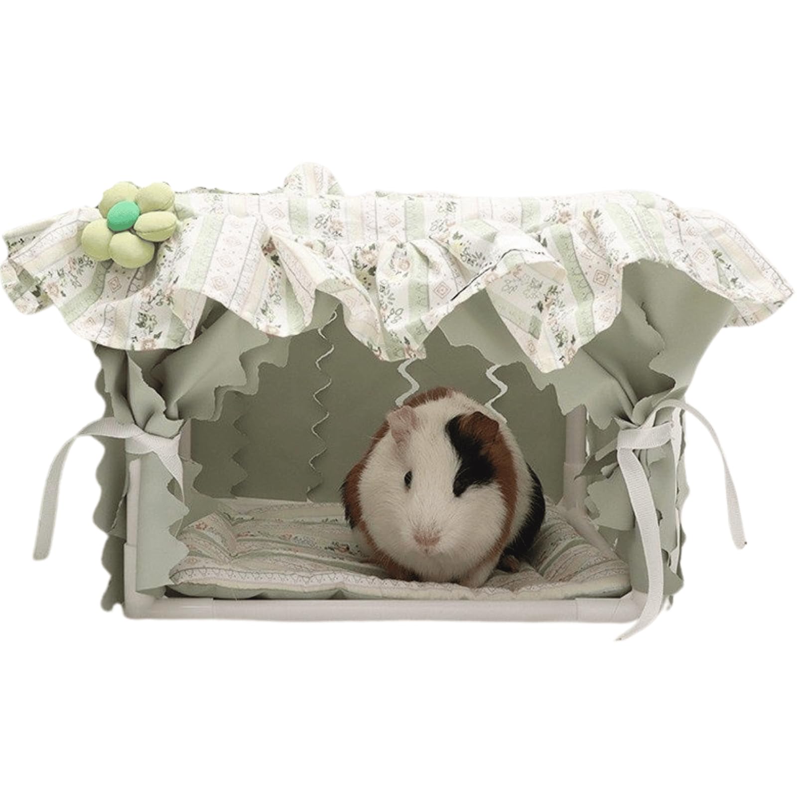 Cozy Guinea Pig Bed - Soft Small Animal Hideout & Sleeping Tent with Cushion for Chinchillas, Hamsters, Rats - All-Season Comfort (Green) | Perfect for Cage, Playpen & Pet Relaxation