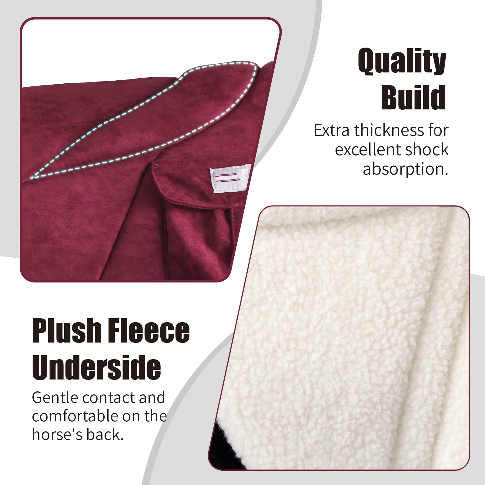 Harrison Howard Anti-Slip Bareback Pad with Side Pockets - Extra Thick Ergonomic Design for Maximum Horseback Riding Support - Perfect for Trail Riding, Dressage & Equestrian Training