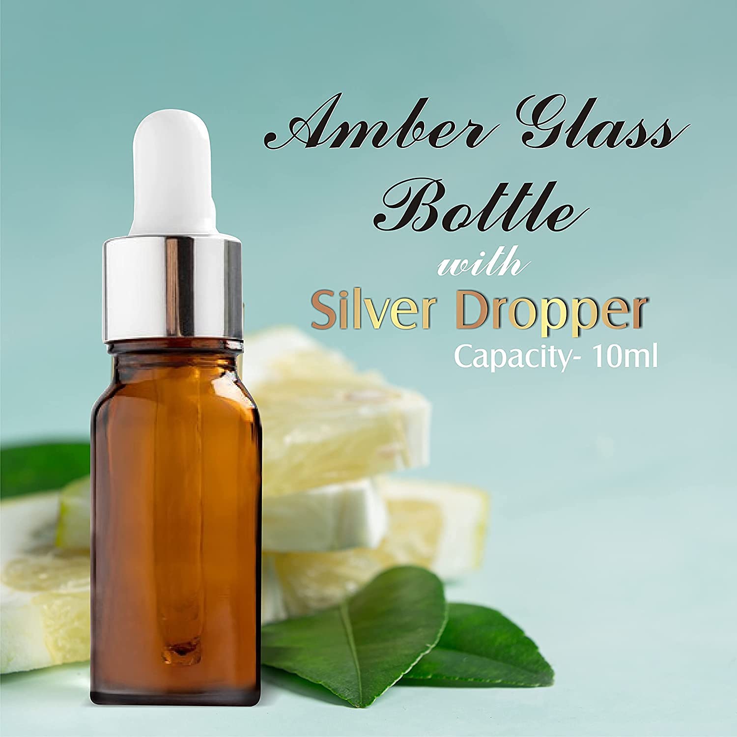 Premium 10ml Amber Glass Dropper Bottles with Silver Cap - Essential Oil Bottles, Perfume Bottles, DIY Skincare & Serum Storage - Pack of 5 for Home Spa, Aromatherapy & Beauty Routines