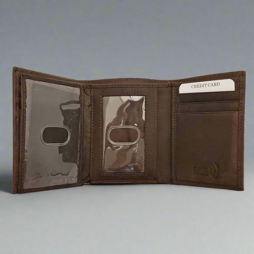 BOL Men's RFID Blocking Leather Wallet - Slim Trifold Design for Credit Cards & Cash - Perfect for Everyday Use, Travel, and Business