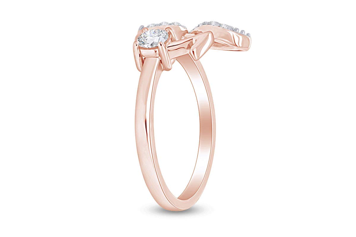 14K Gold Over Sterling Silver Round Cut White Cubic Zirconia Musical Note Adjustable Fashion Ring - Perfect for Gifts, Music Lovers & Everyday Wear