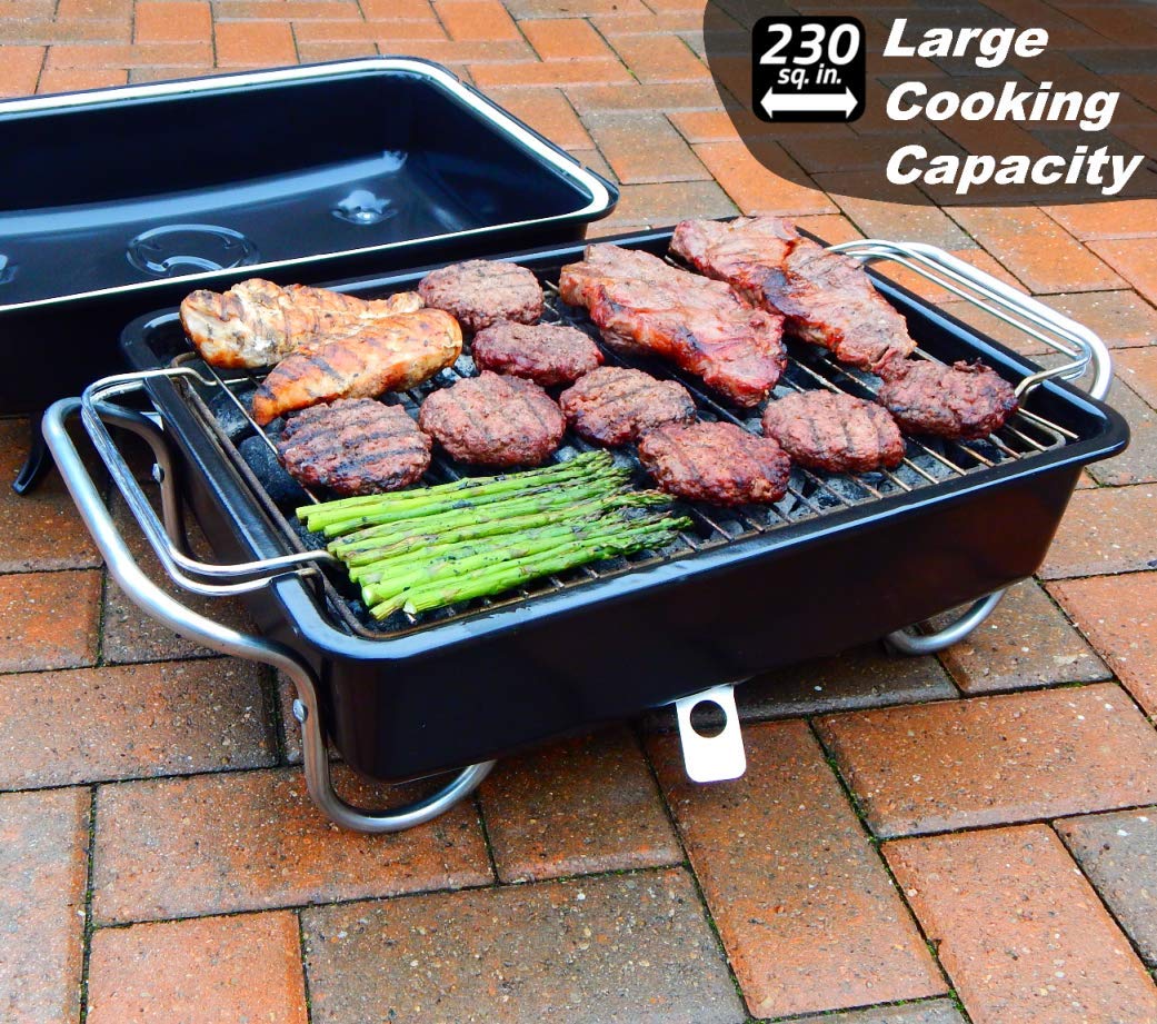Raptor Grilling Large Portable Charcoal Grill - Black Rush | Money Saving BBQ Grill with Clean Hands Design | Perfect for Backyard Camping, Tailgating & Outdoor Cooking